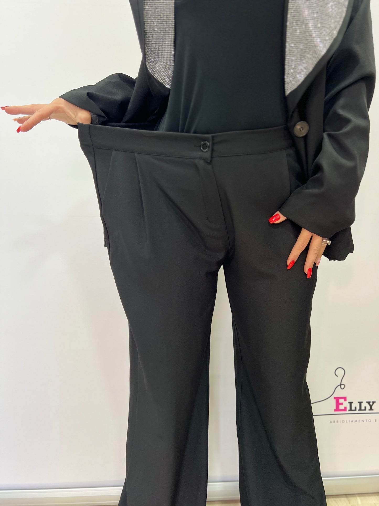 Completo donna elegante curvy con giacca glitter