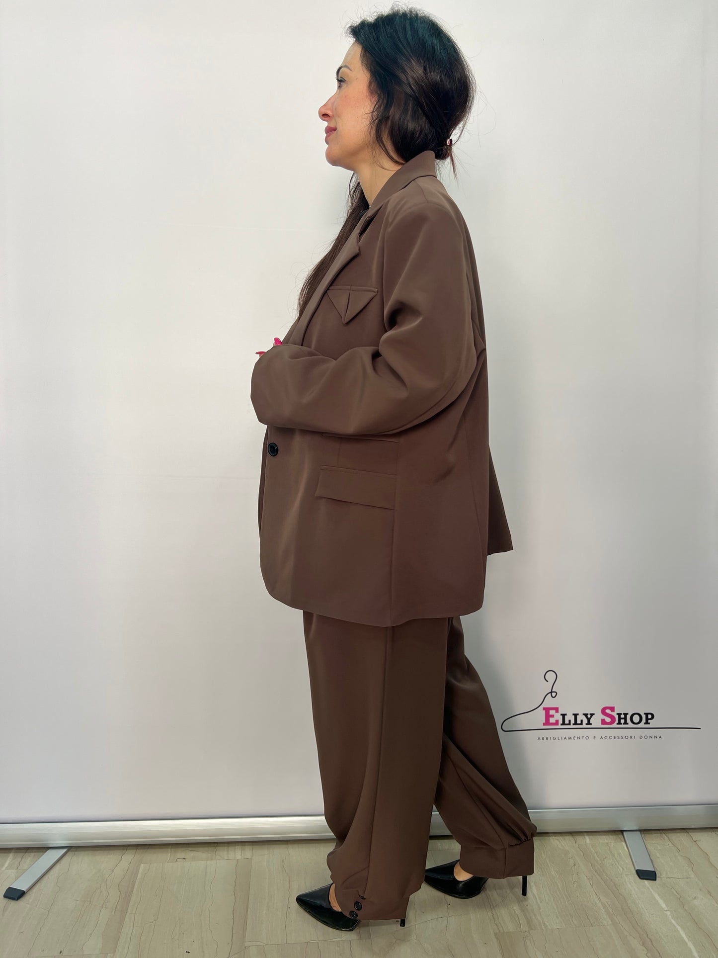 Tailleur curvy donna blazer e pantalone elegante