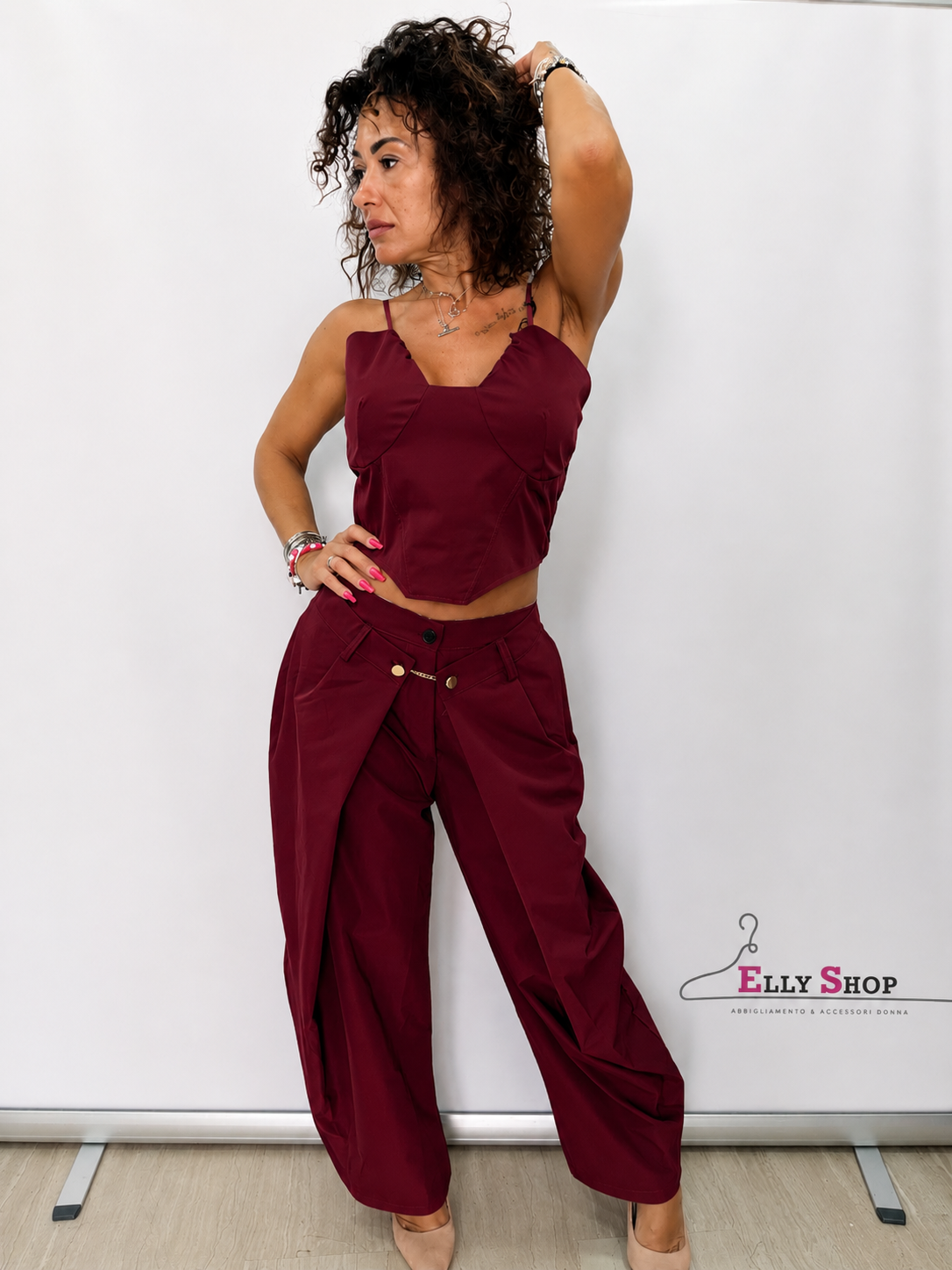 Completo Japan Donna Top Corsetto e Pantalone Palazzo