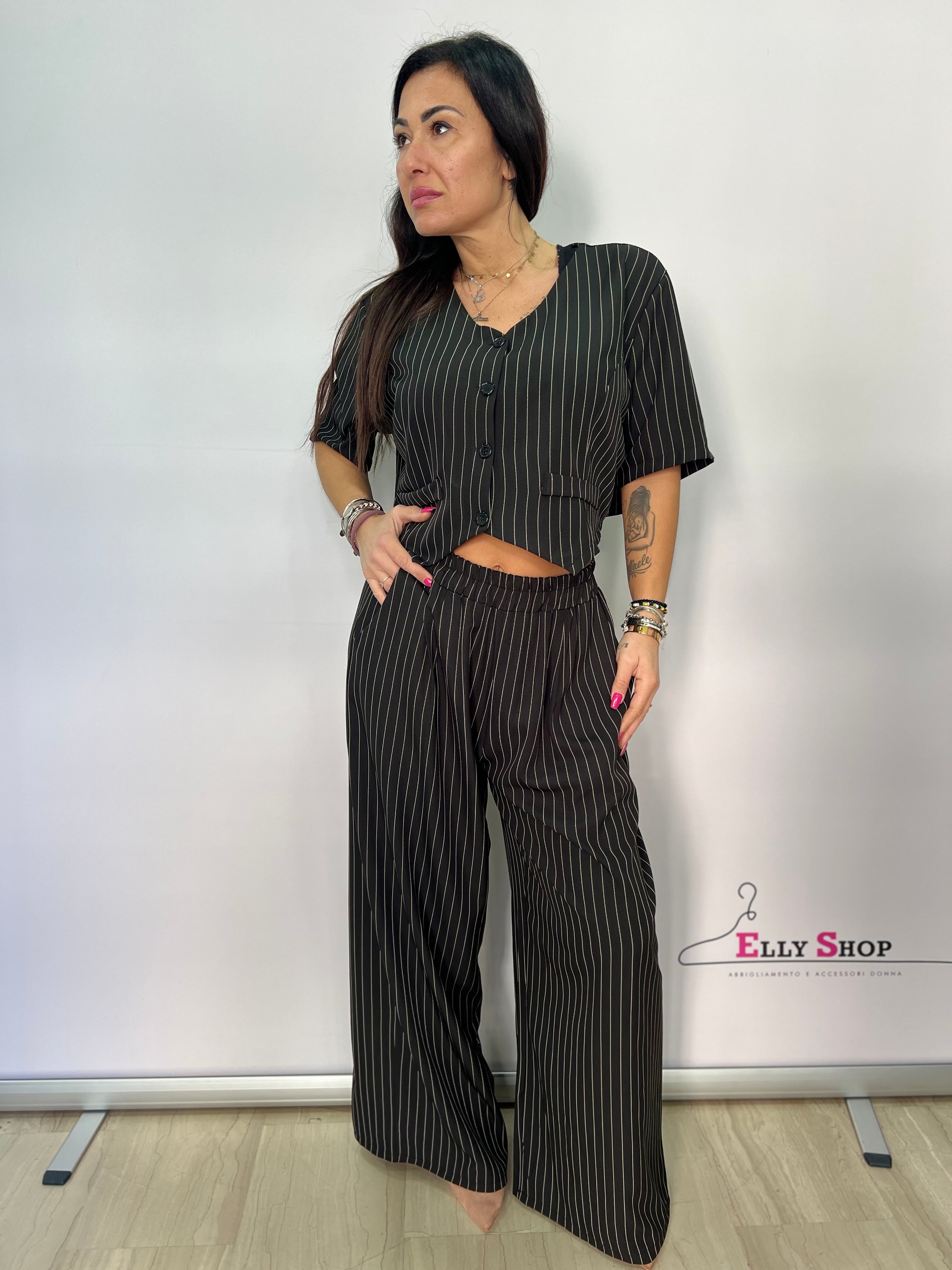Completo donna gessato palazzo elegante curvy