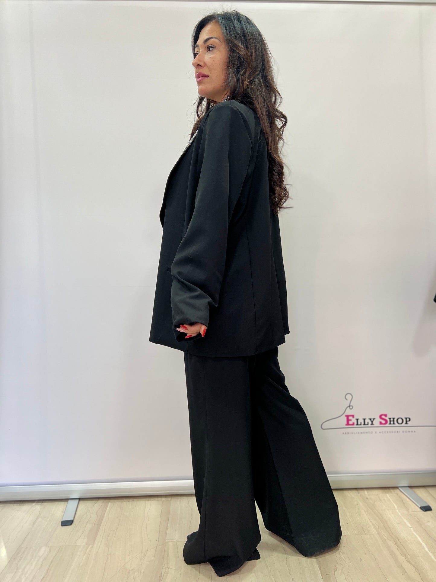 Completo donna elegante curvy con giacca glitter