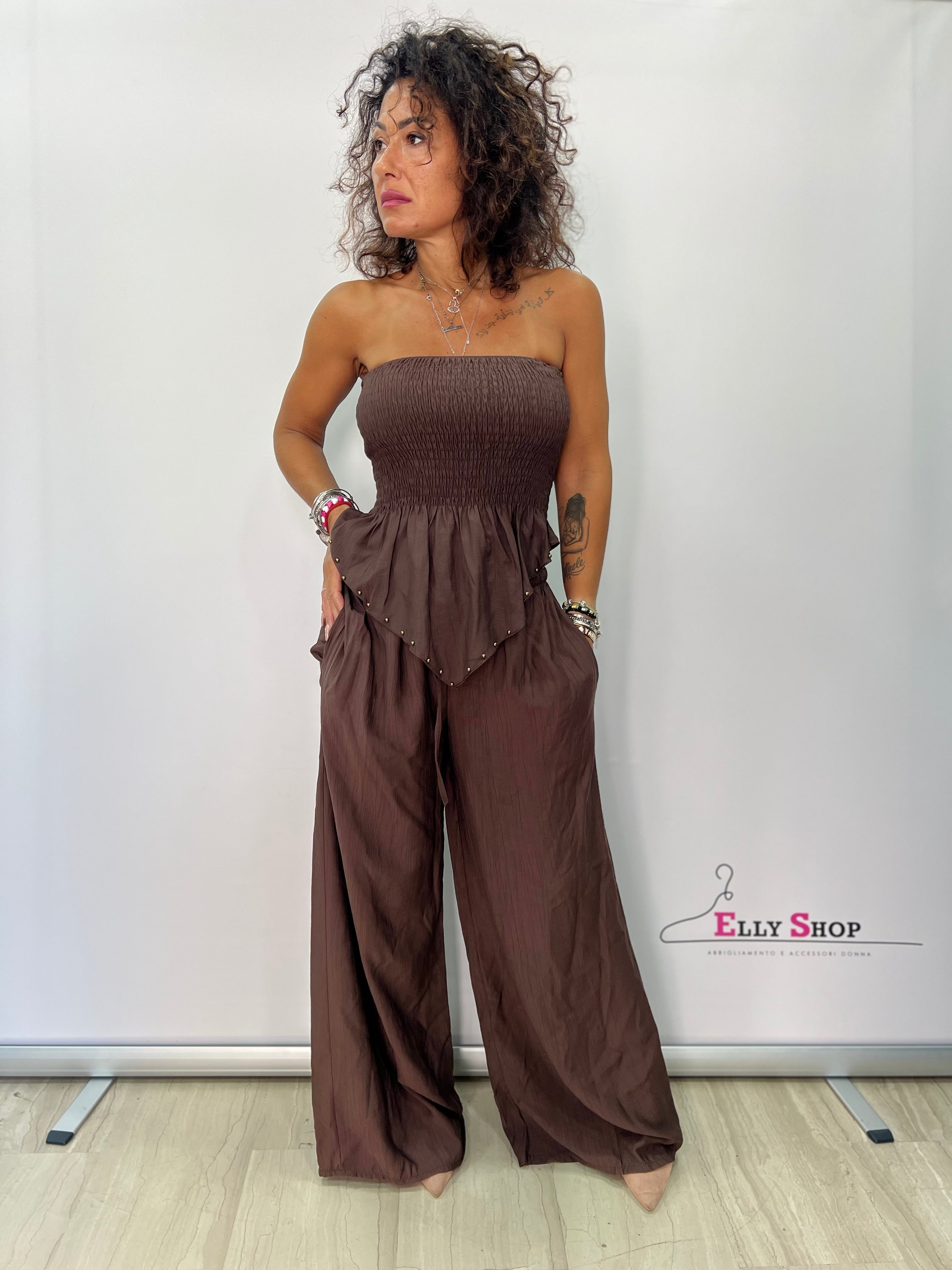 Completo India Donna Top Fascia e Pantalone Palazzo Chic