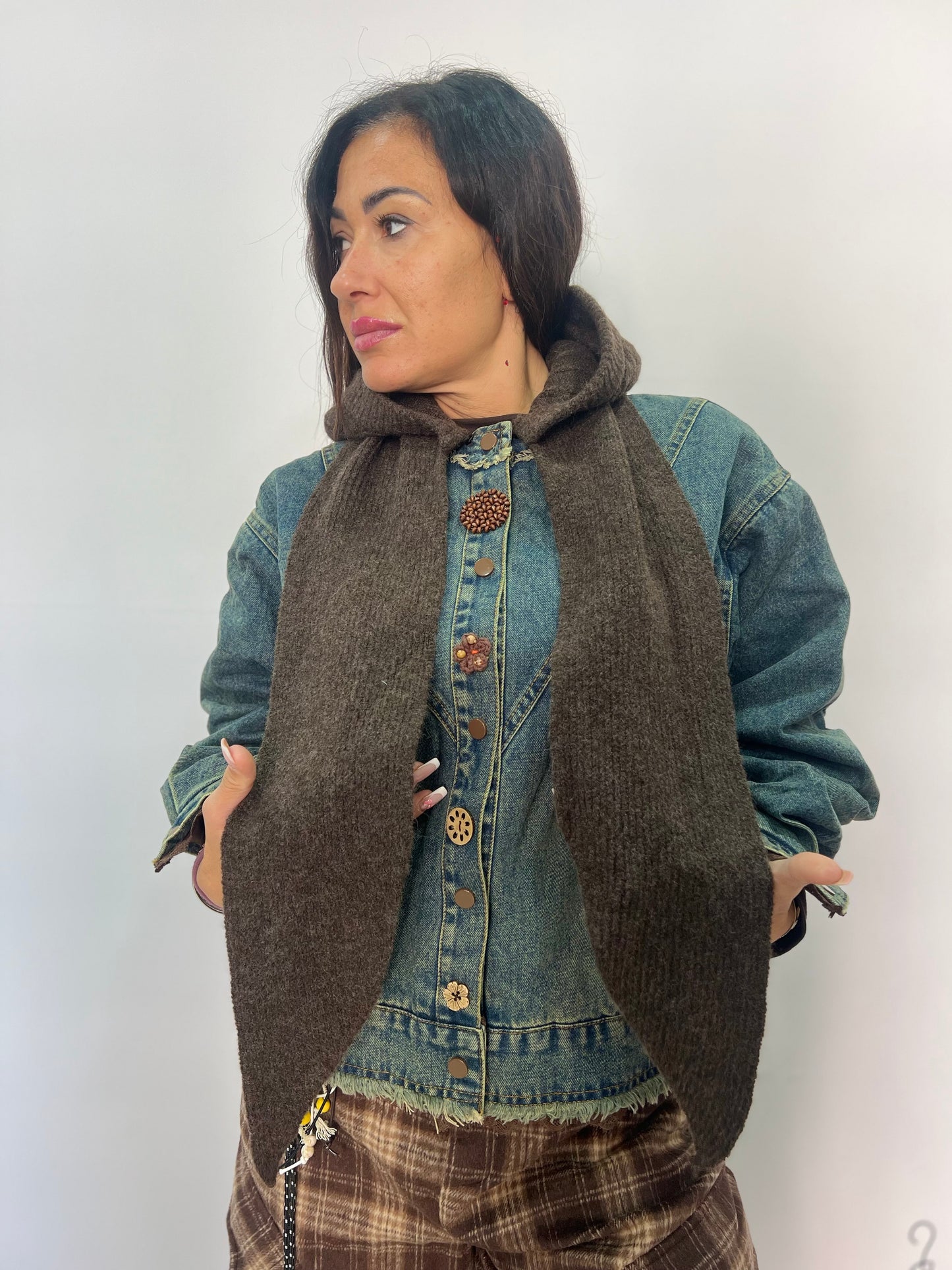 Giubbino denim donna effetto vintage