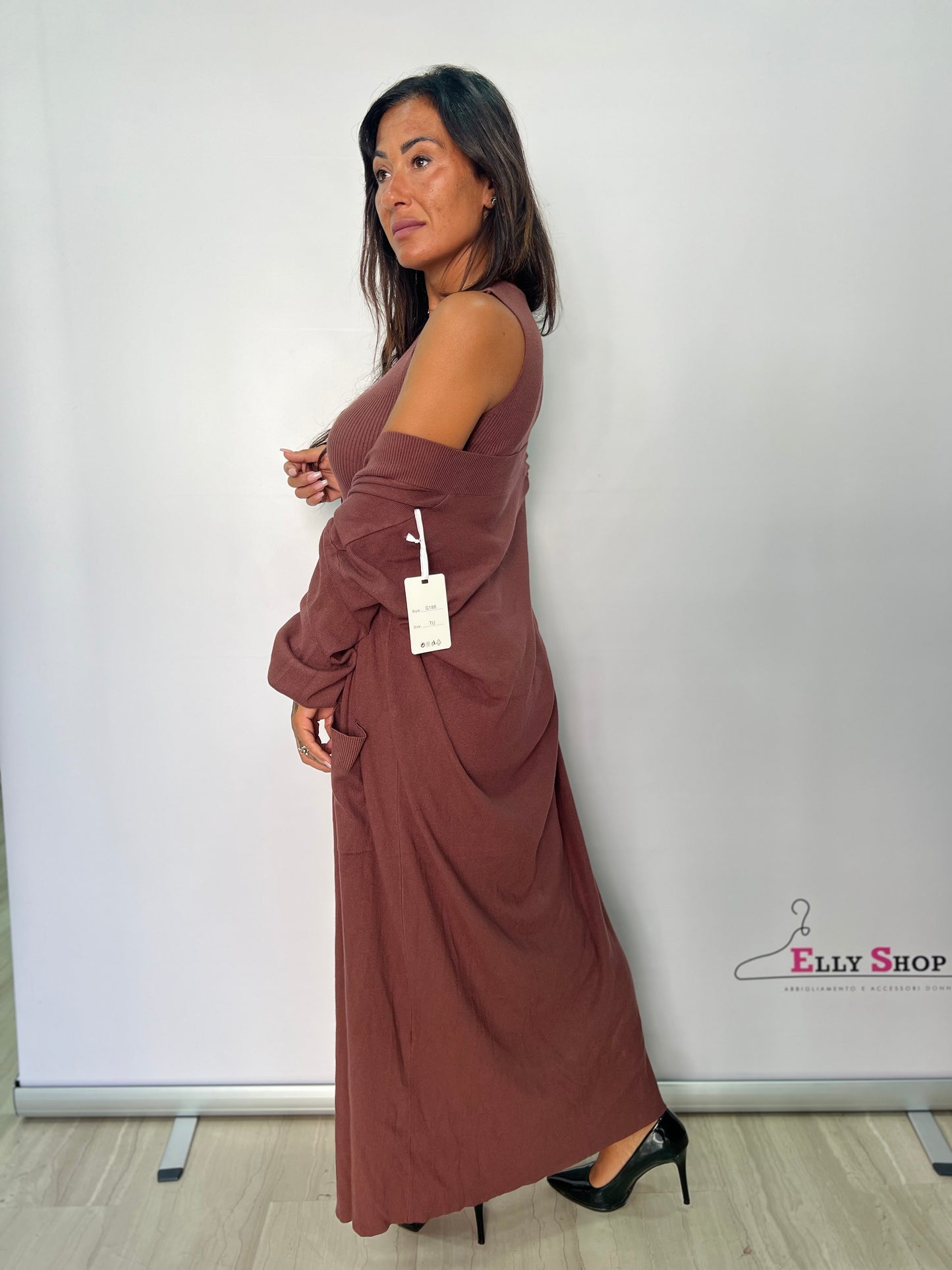 Vestito con Cardigan a Costine