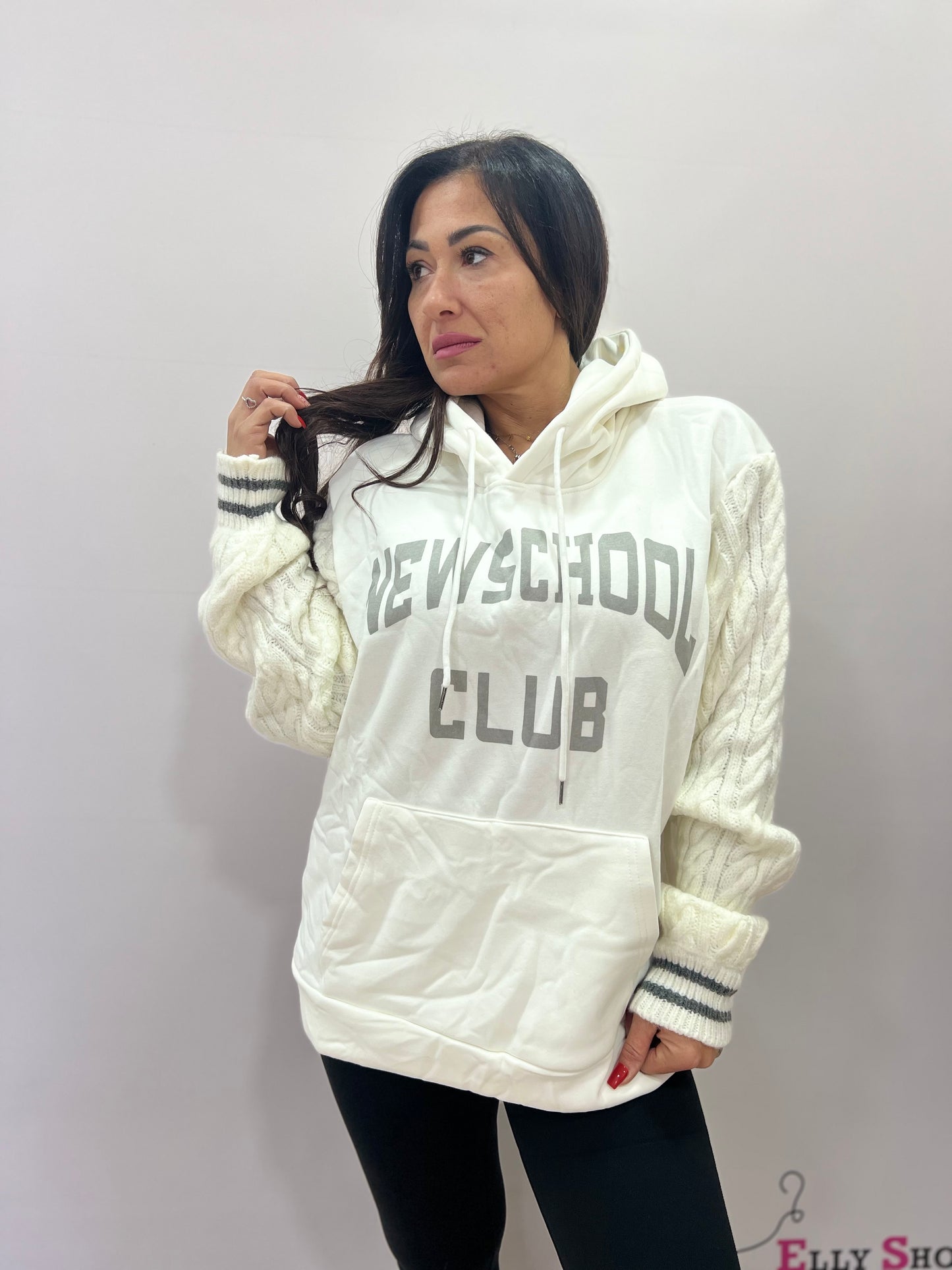 Felpa oversize donna con cappuccio e stampa