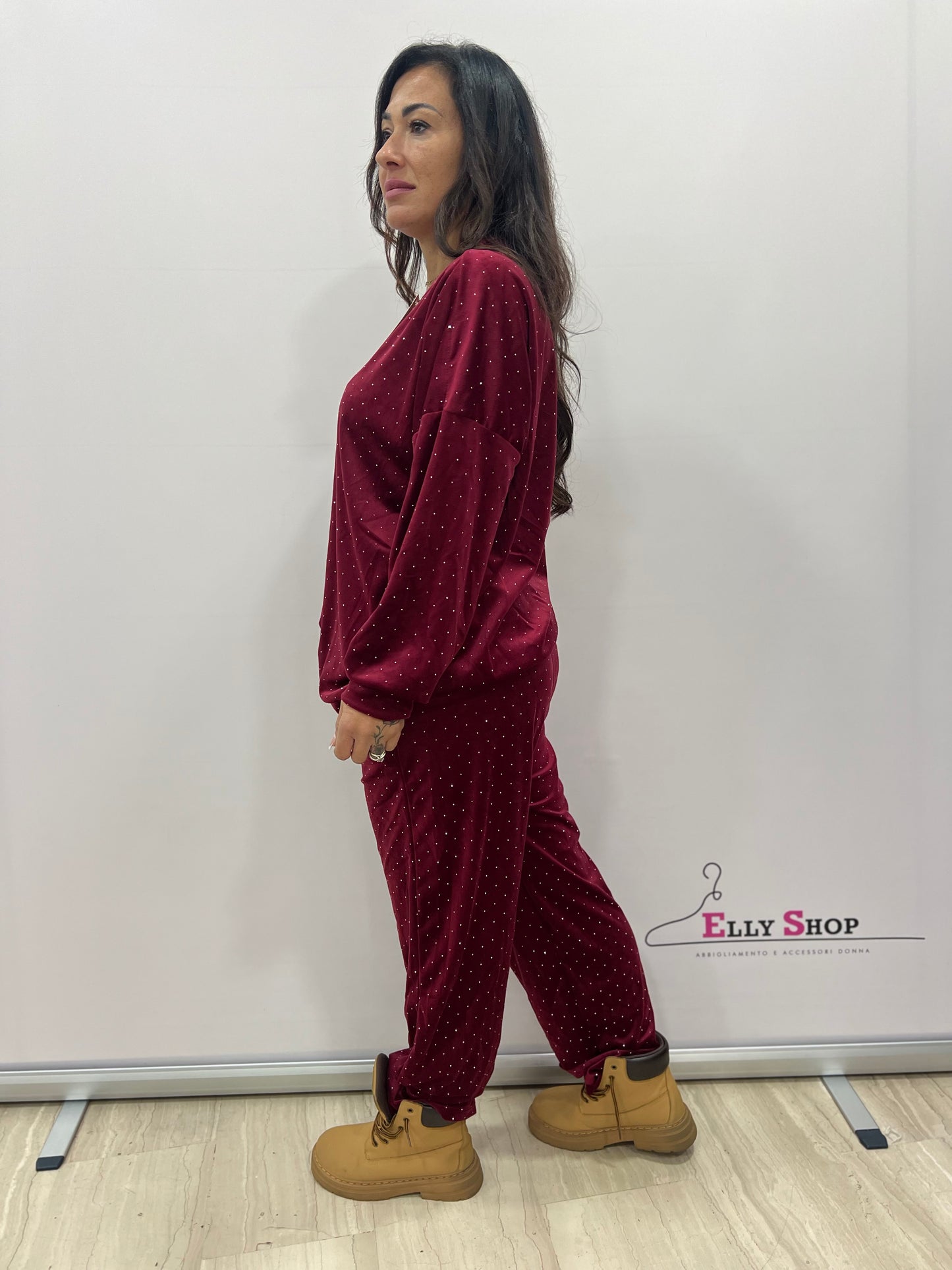 Completo loungewear con brillantini donna curvy