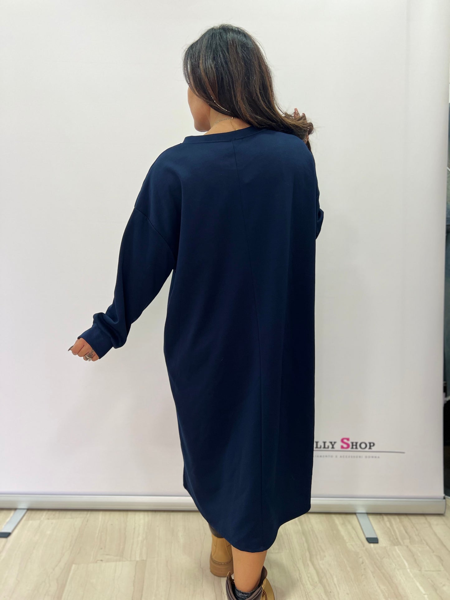 Abito lungo felpato casual curvy donna