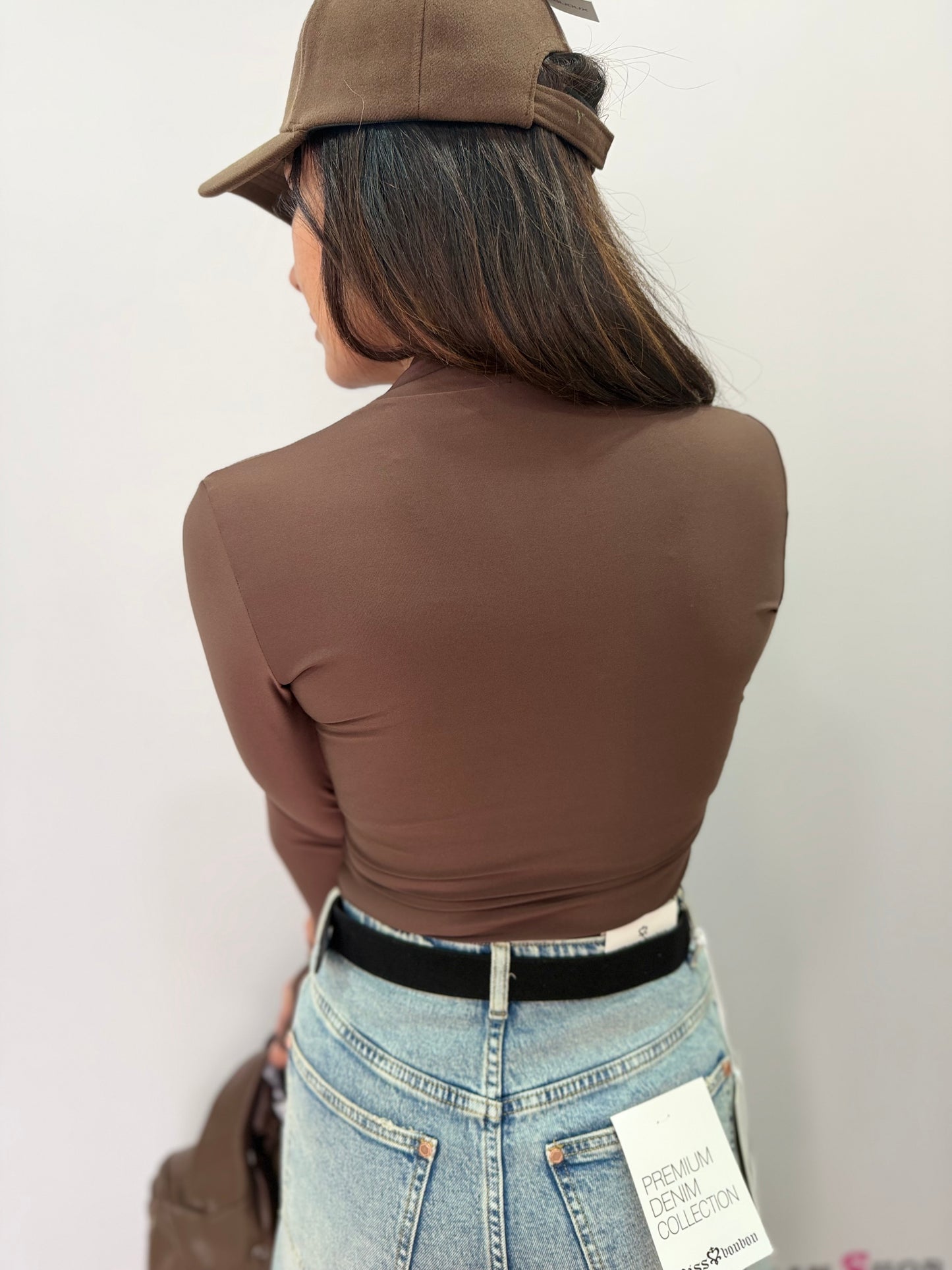 Body donna a manica lunga con scollo a V