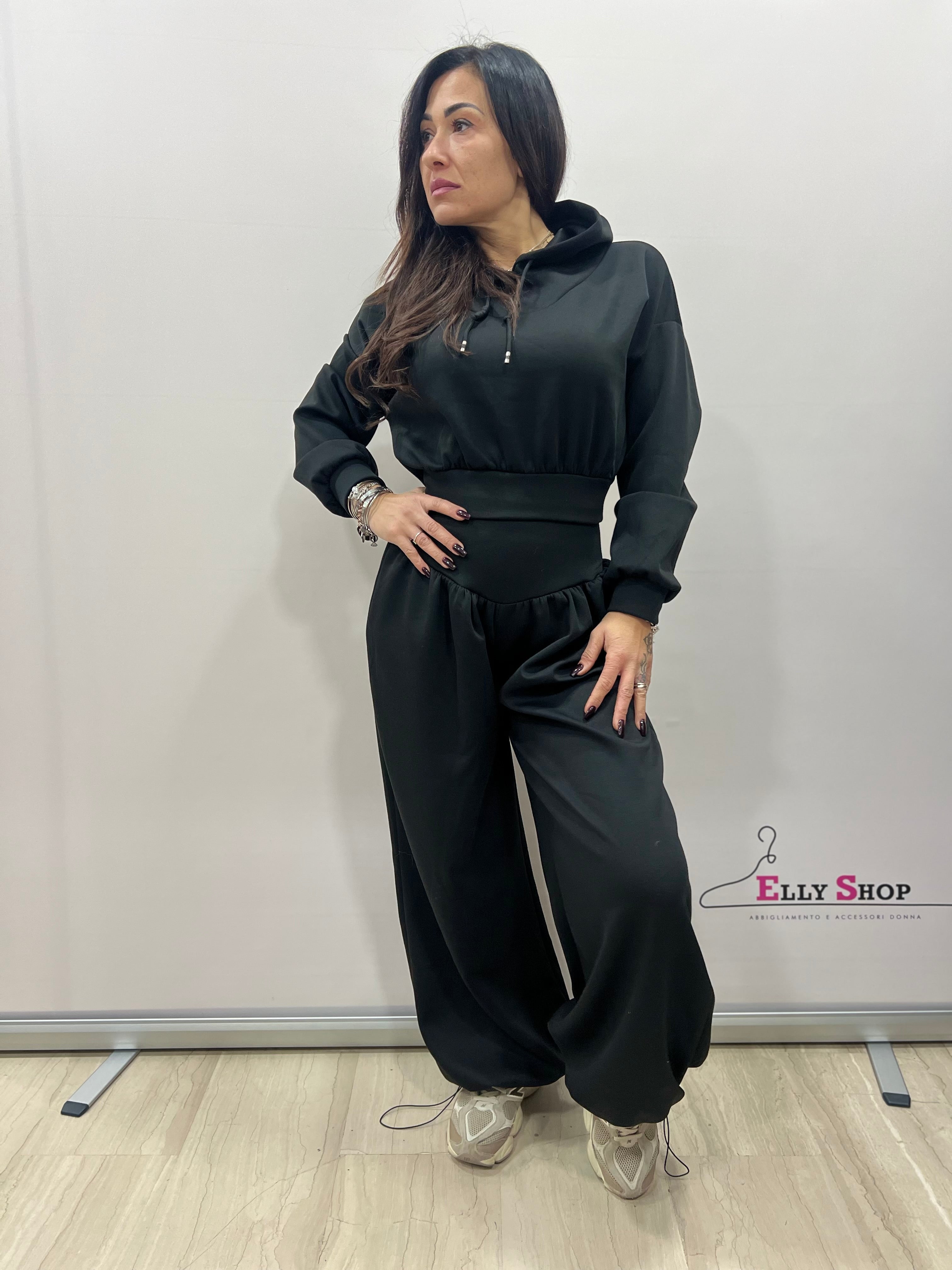 Completo tuta donna felpa e pantalone palazzo