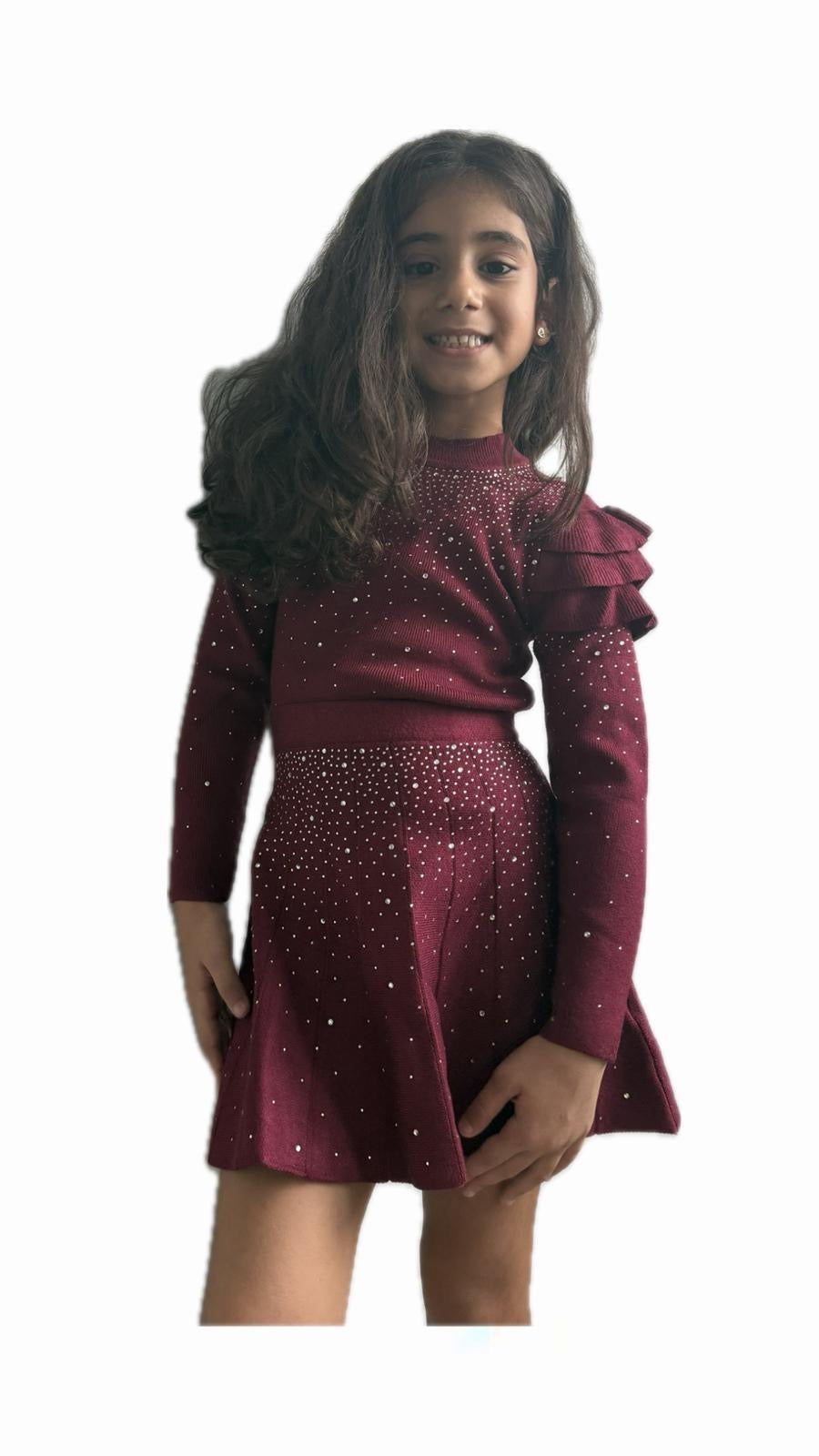 Completo elegante bordeaux bambina