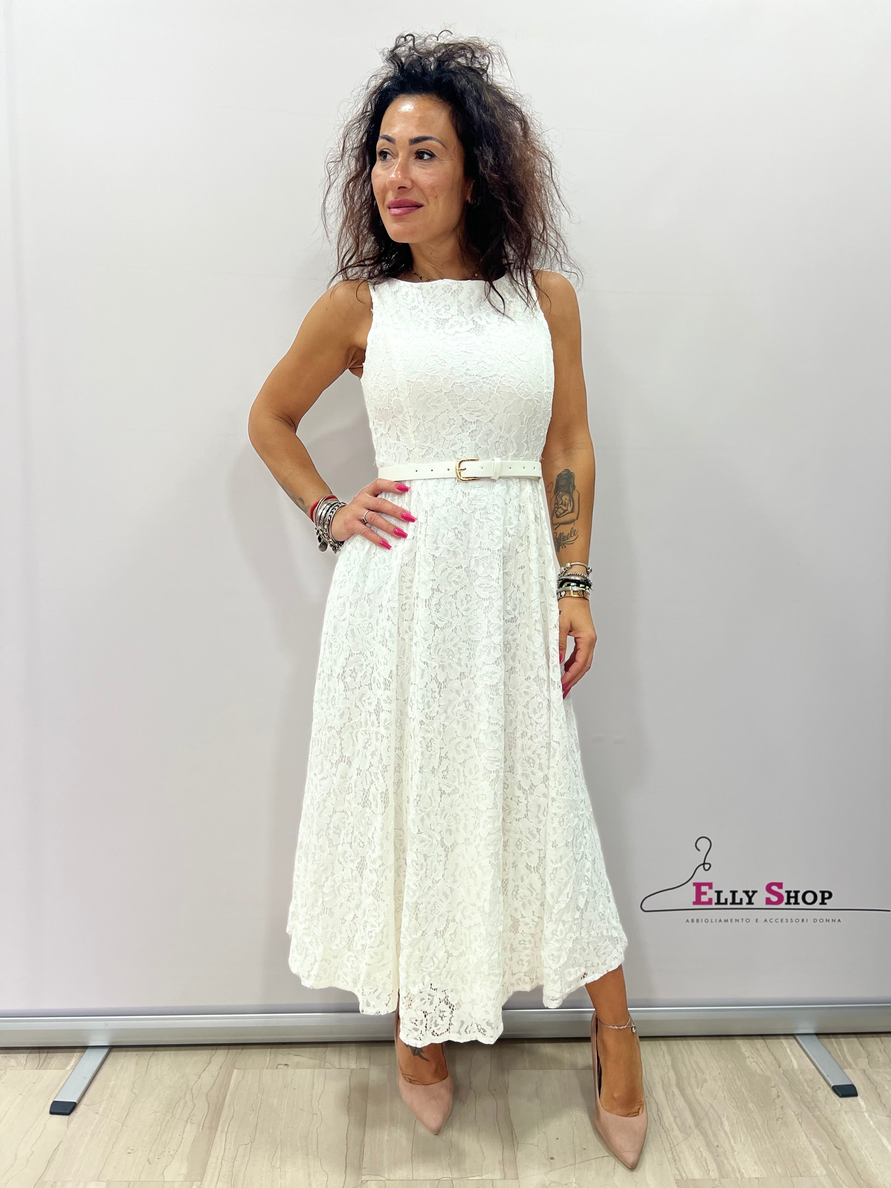 Abito midi elegante in pizzo donna