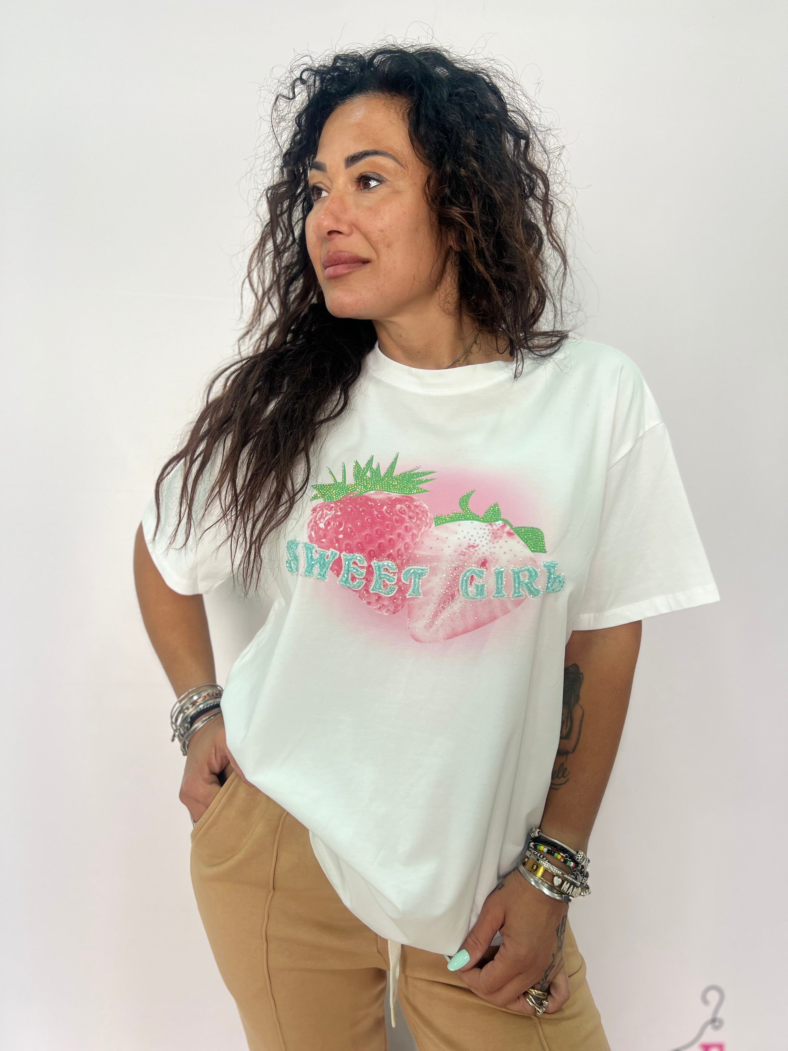 T-shirt donna Sweet Girl stampa fragole