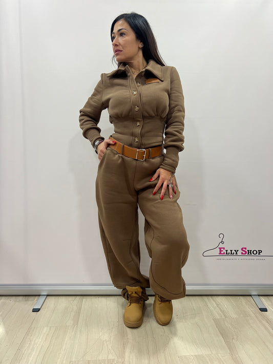 Completo donna felpato due pezzi casual chic