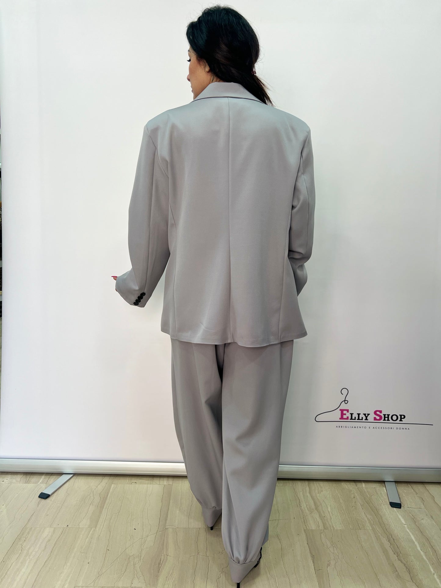 Tailleur curvy donna blazer e pantalone elegante