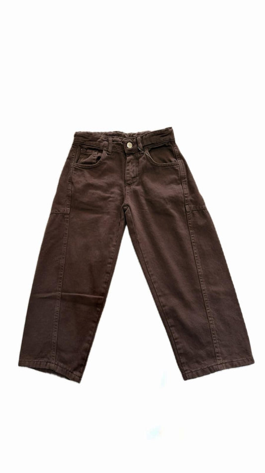 Jeans balloon bambina marrone