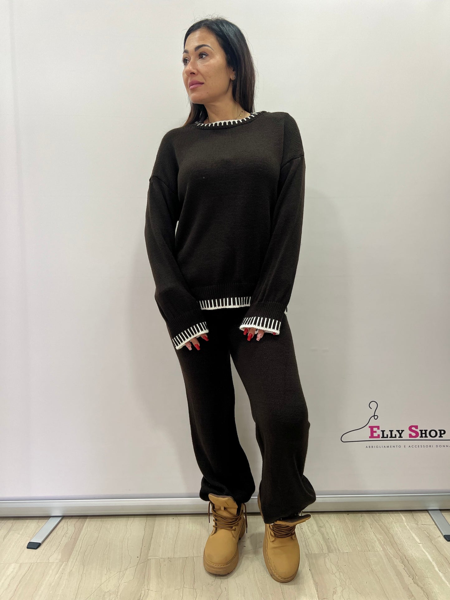 Completo donna in maglia due pezzi casual chic