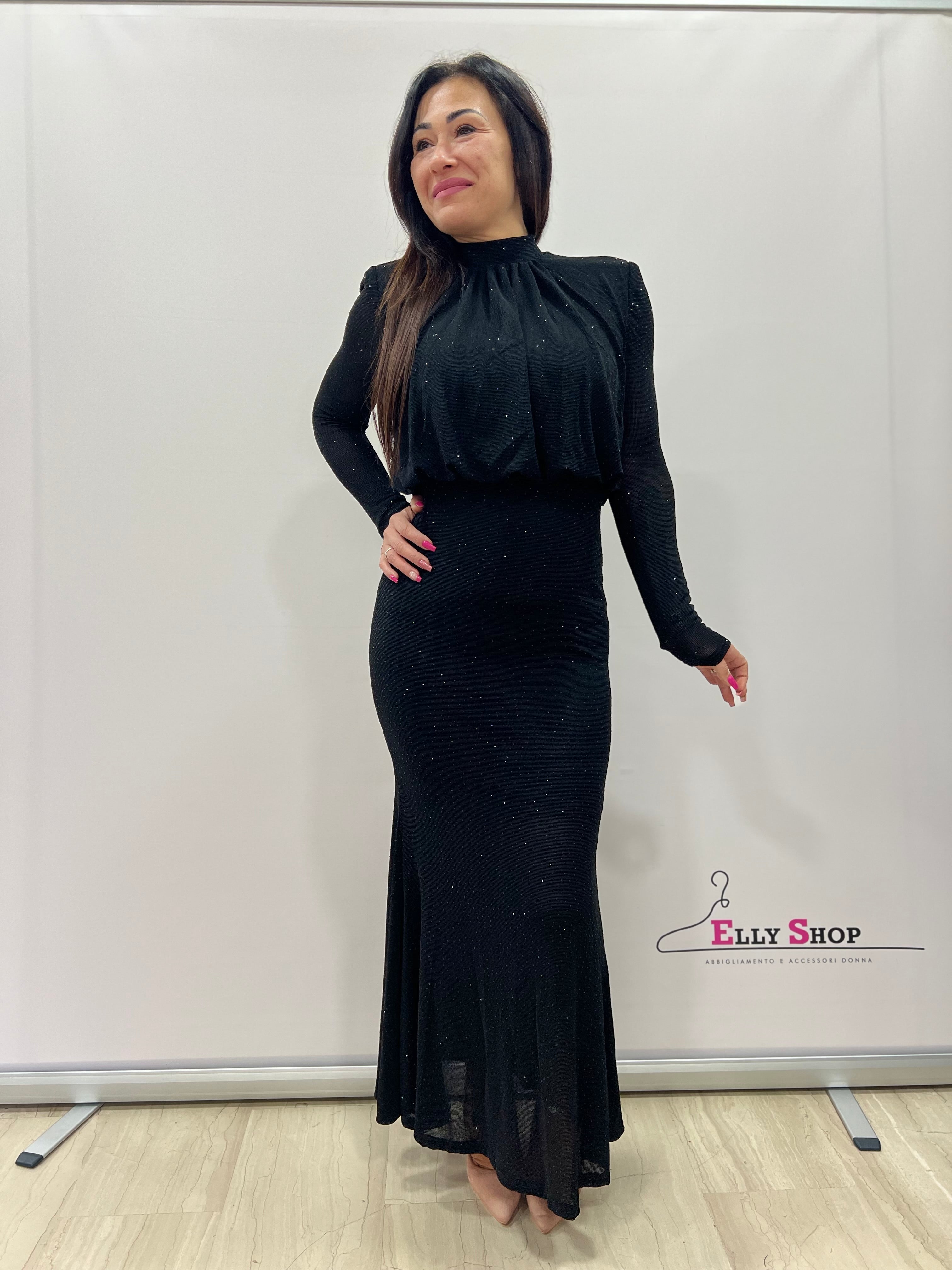 Abito lungo elegante glitter donna cerimonia