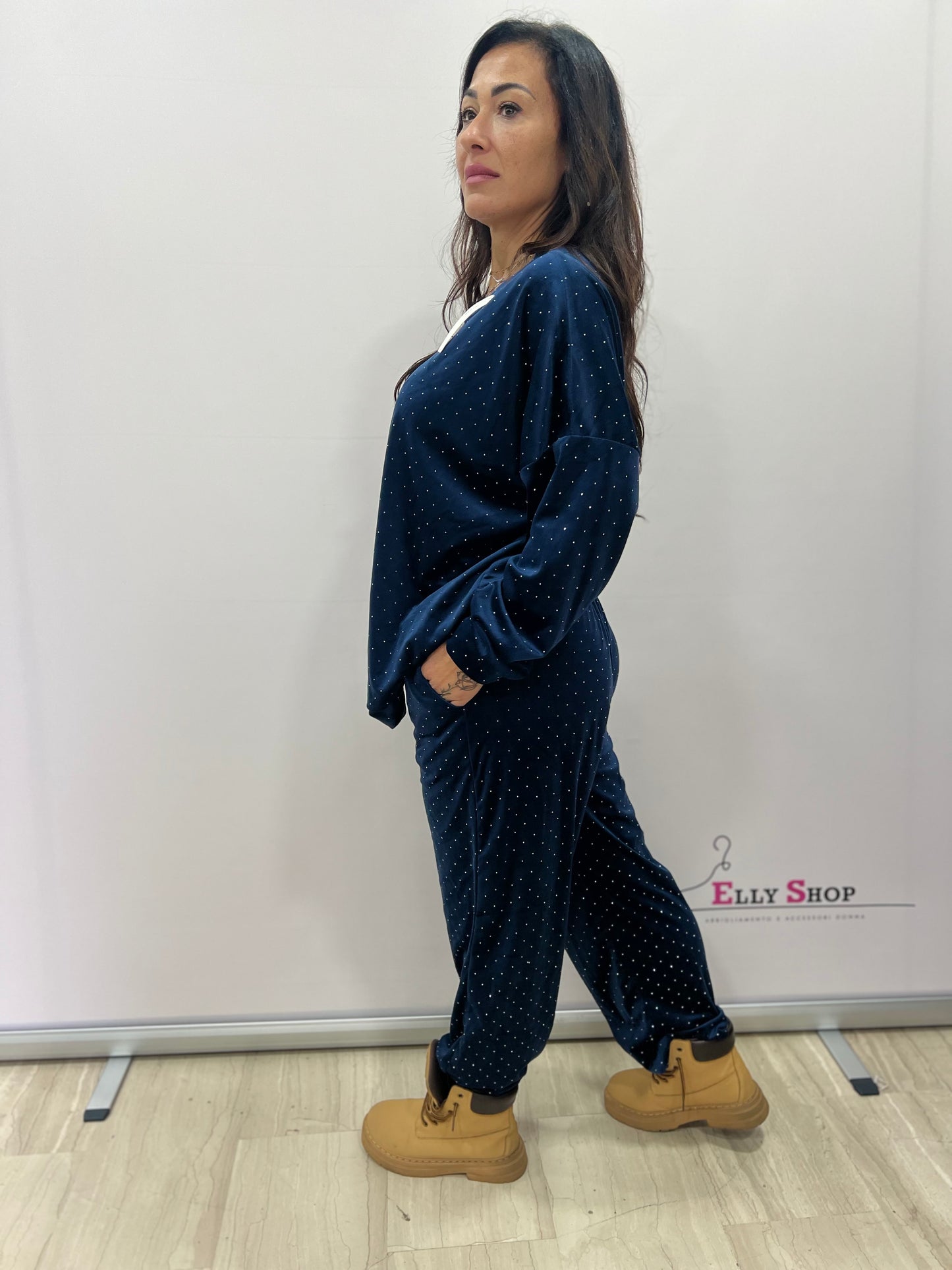 Completo loungewear con brillantini donna curvy