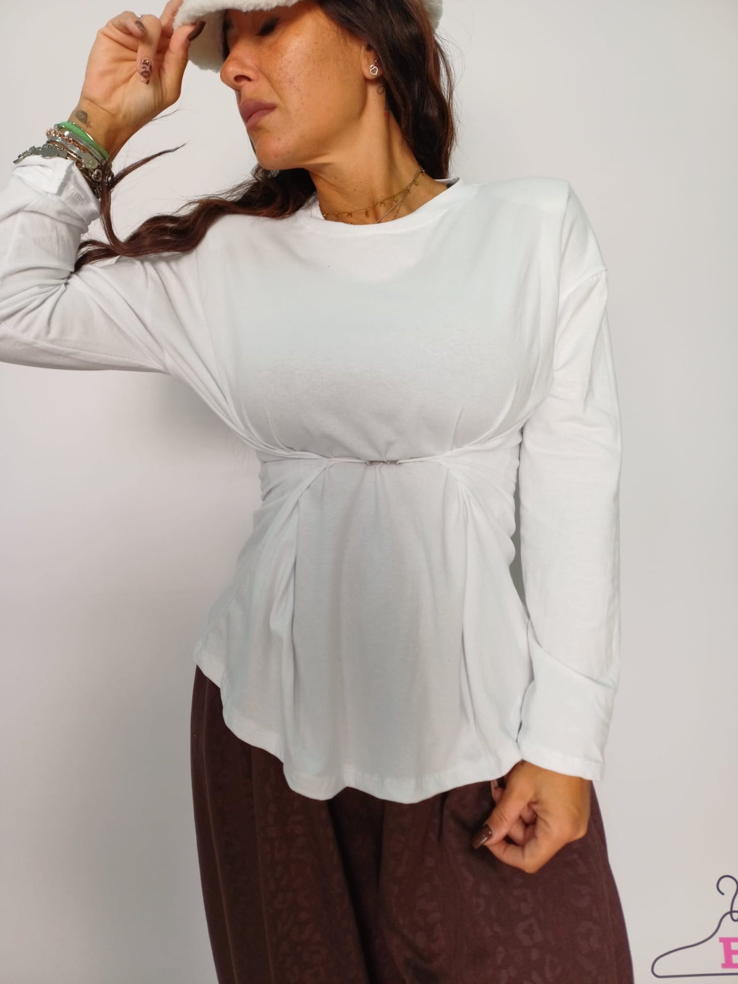 Blusa con arriccio in vita donna