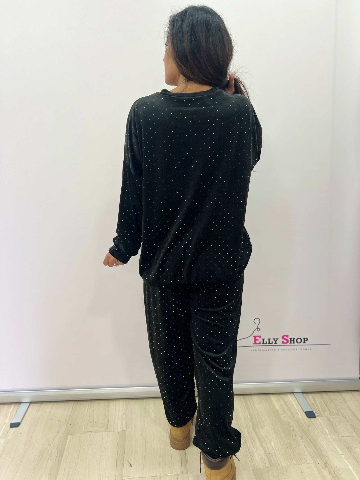 Completo loungewear con brillantini donna curvy