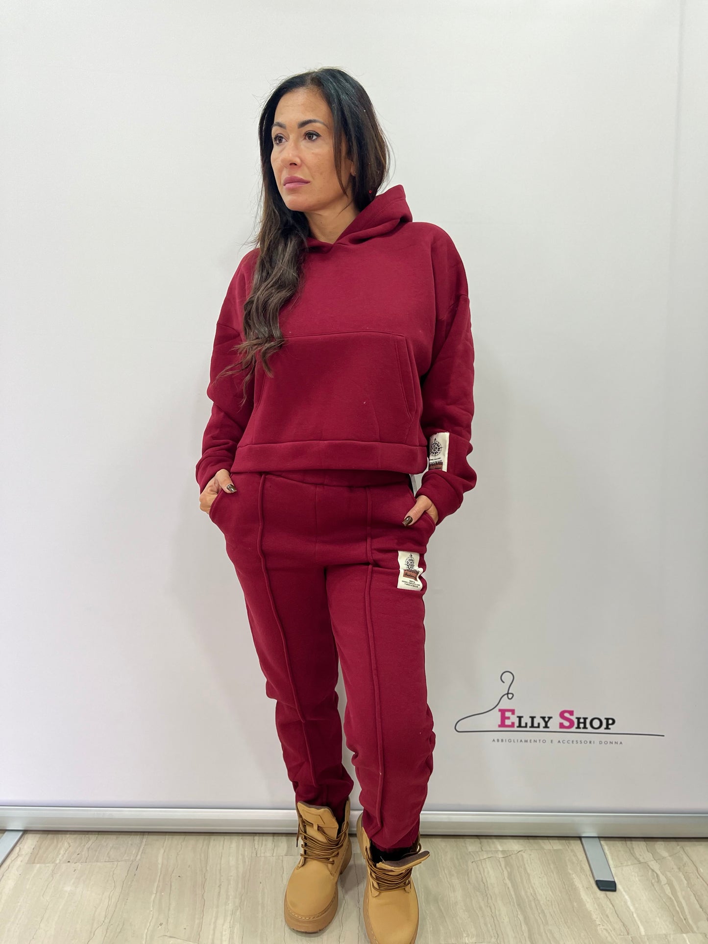 Completo felpato donna con cappuccio casual