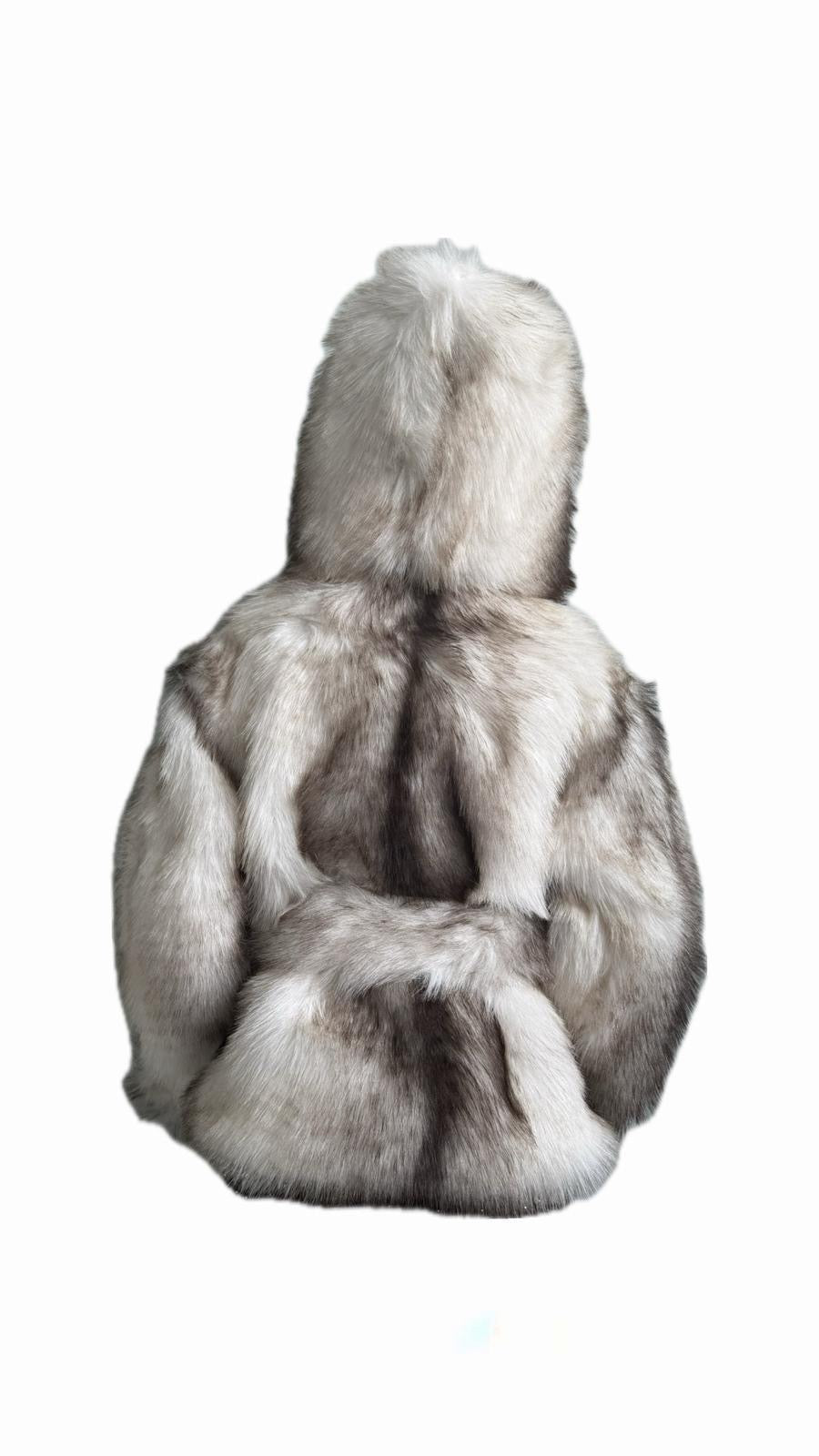 Giacca pelliccia ecologica bambina con cappuccio