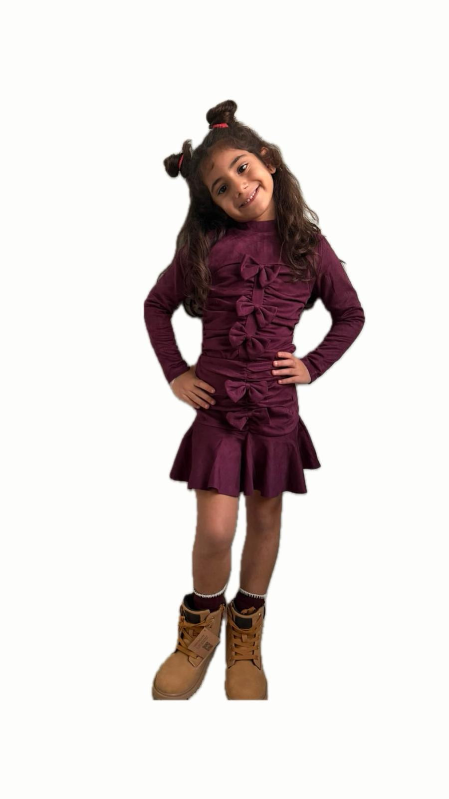 Vestito elegante bambina con fiocchi Velluto