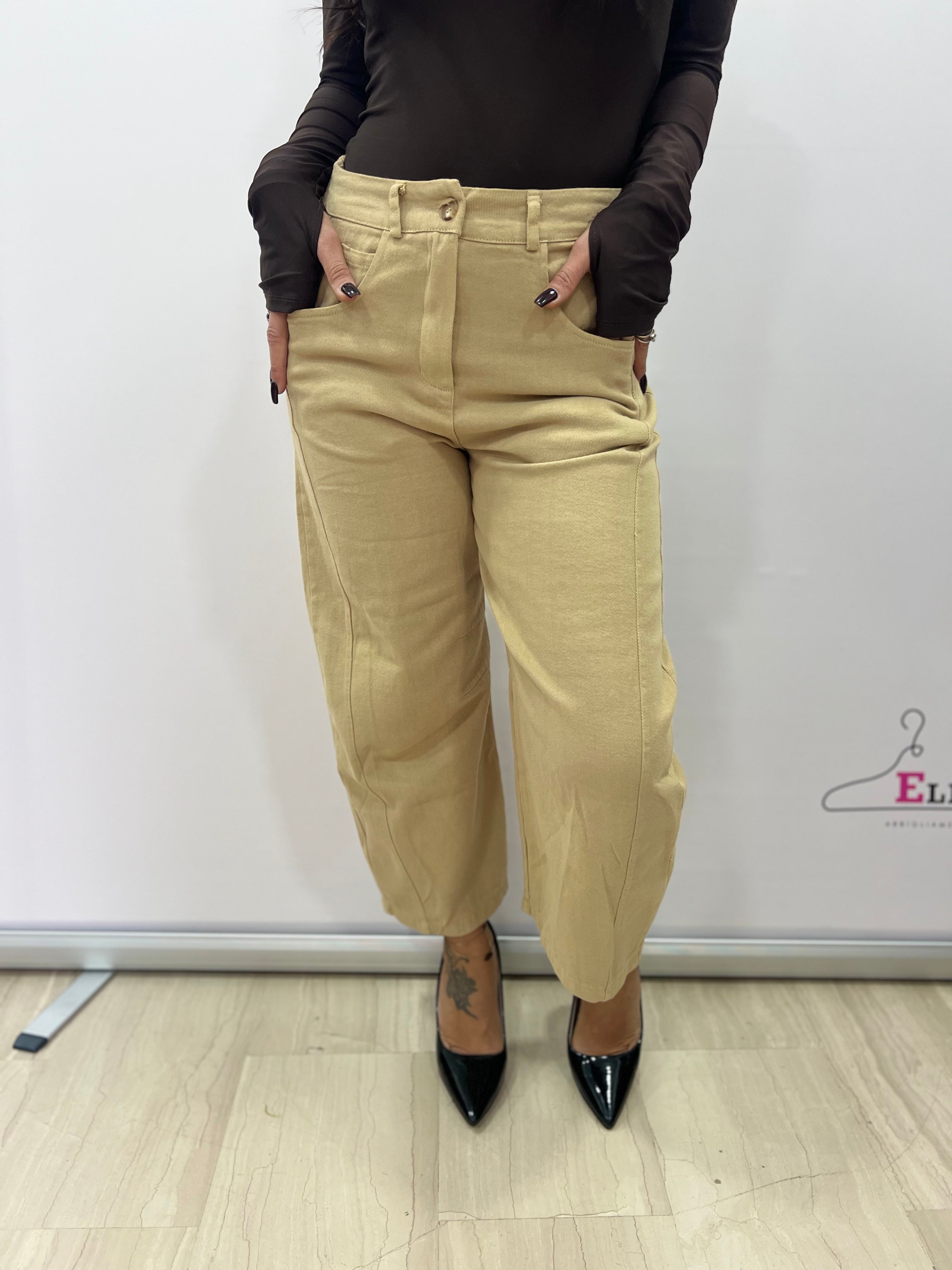 Pantalone donna cropped vita alta colorato