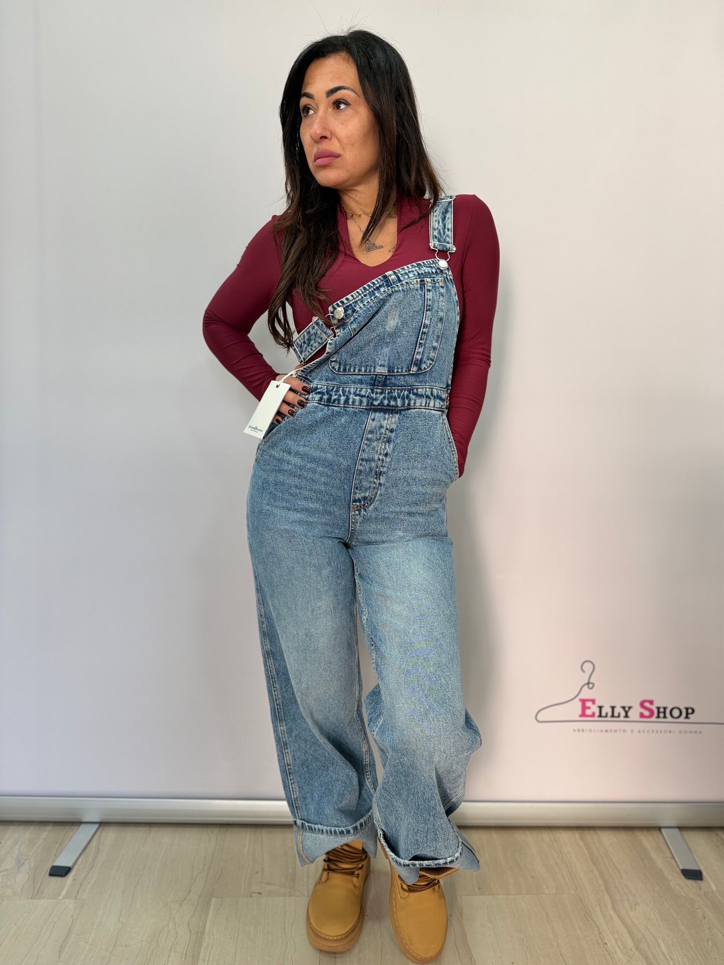 Salopette lunga donna in denim casual
