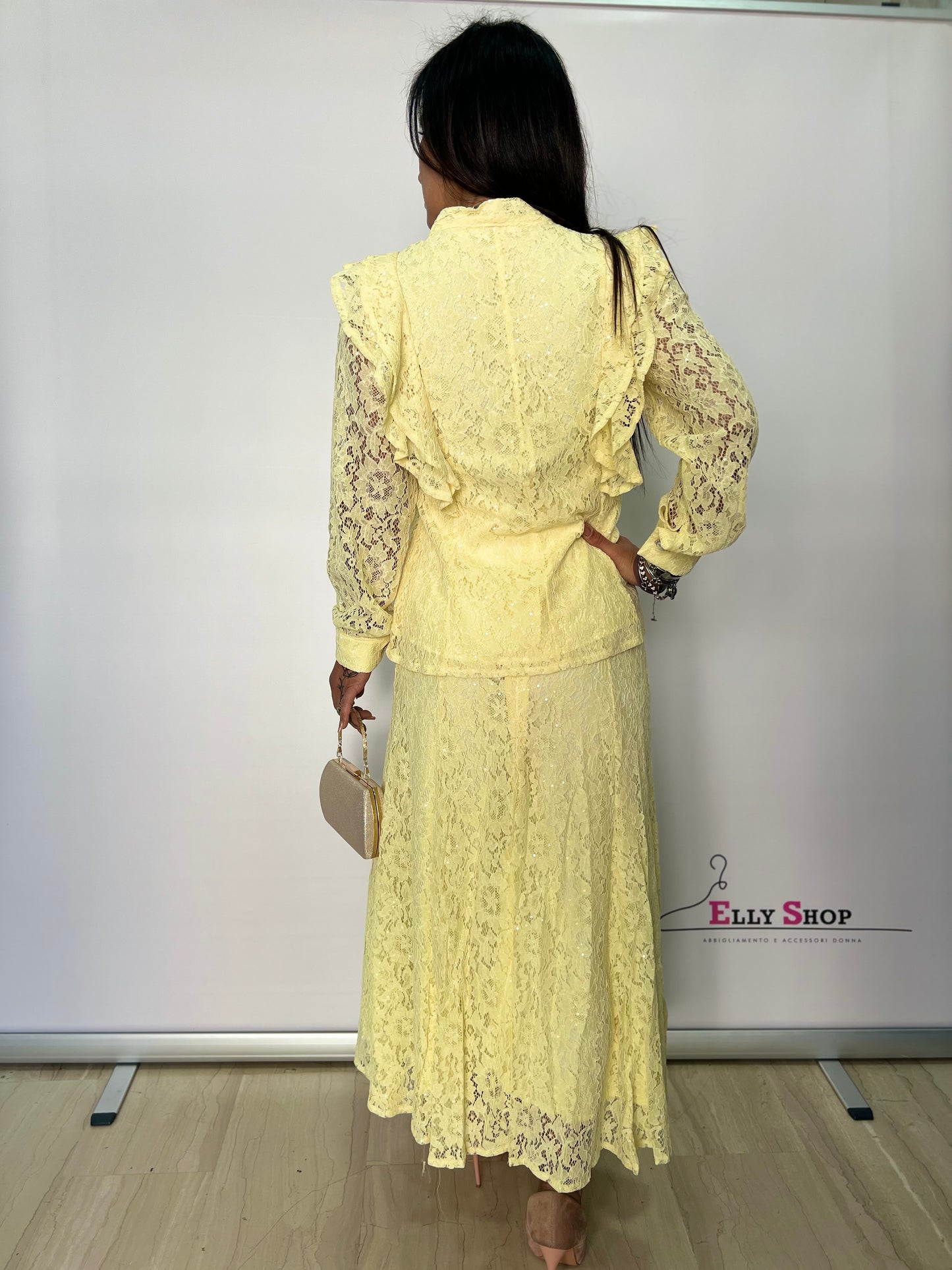 Completo elegante pizzo donna lungo cerimonia