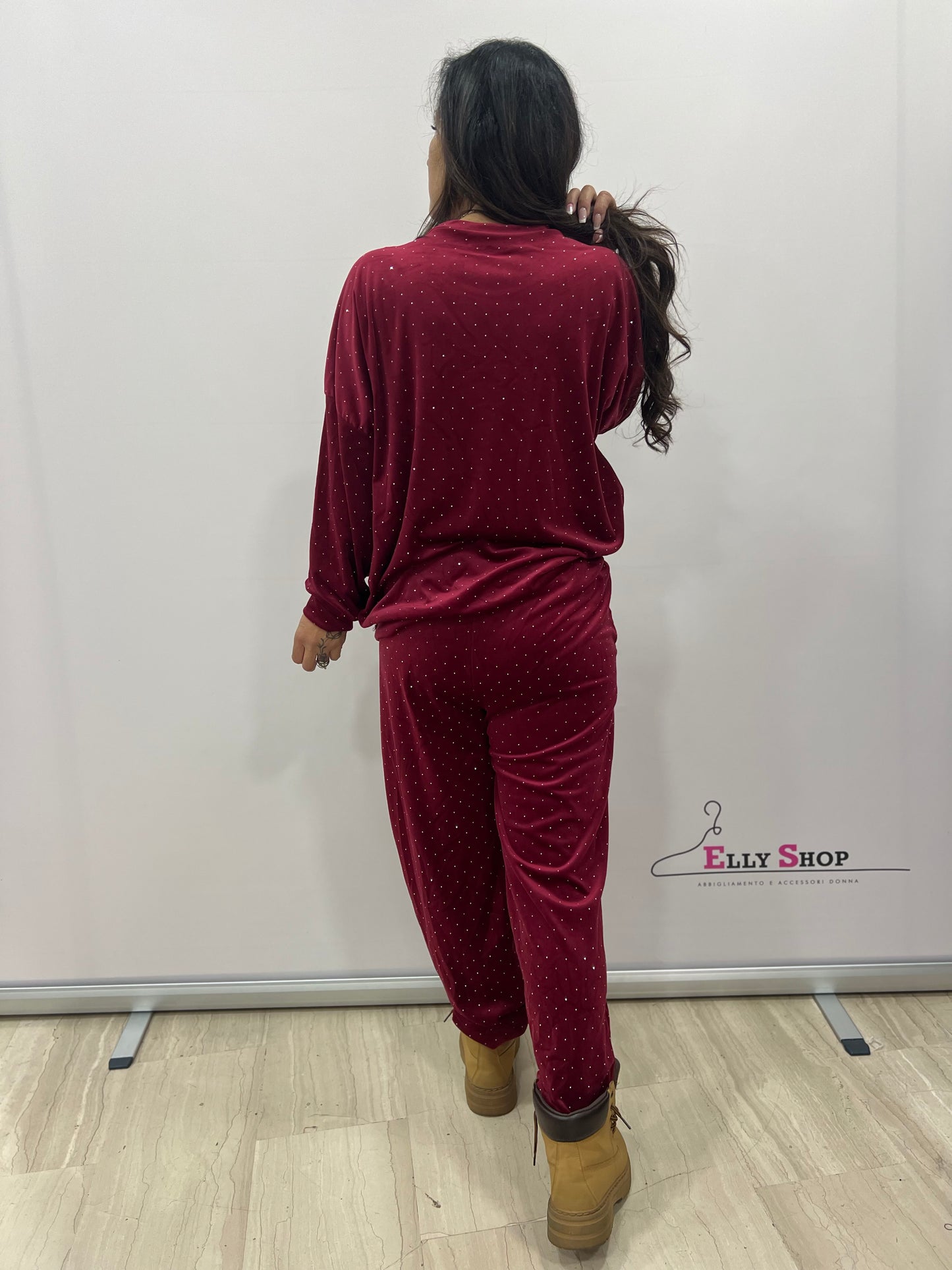 Completo loungewear con brillantini donna curvy