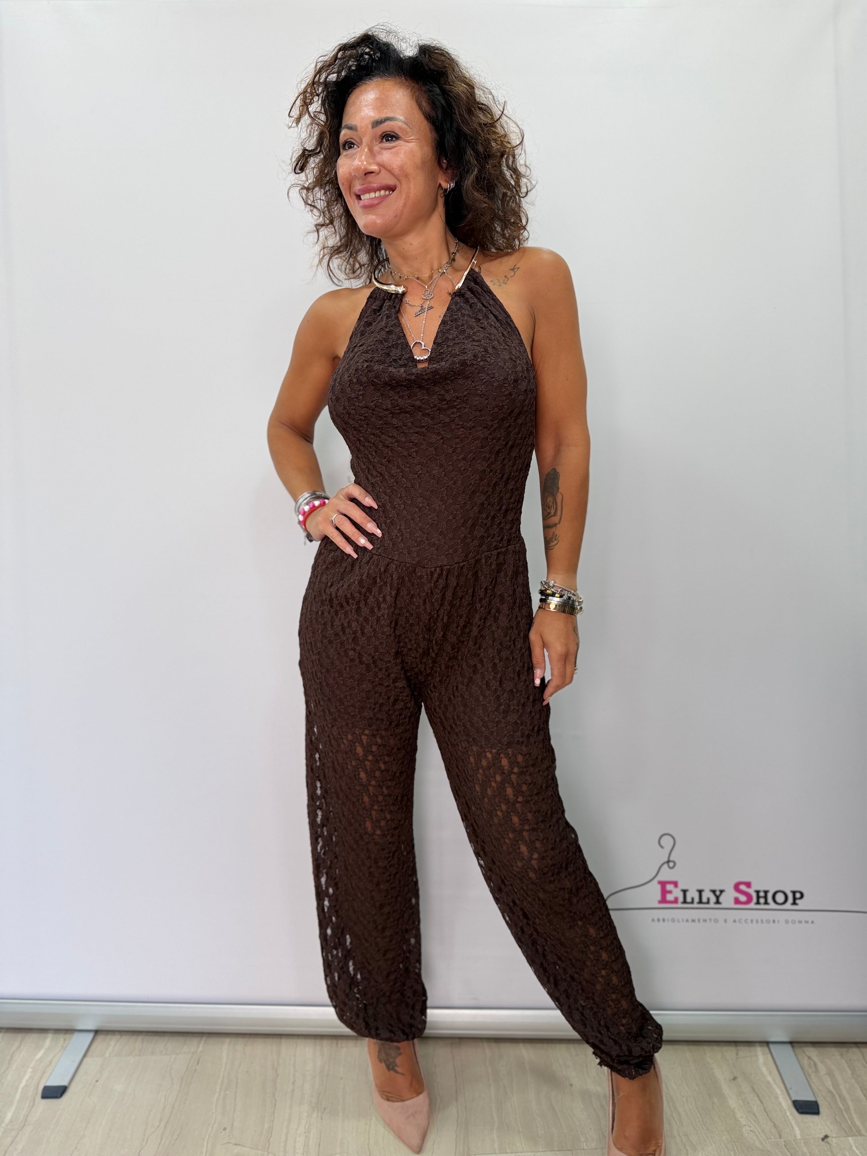 Tuta Luna Donna Halter Traforata Elasticizzata