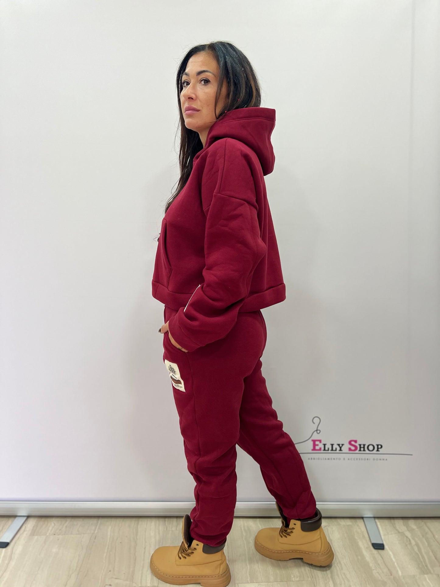 Completo felpato donna con cappuccio casual