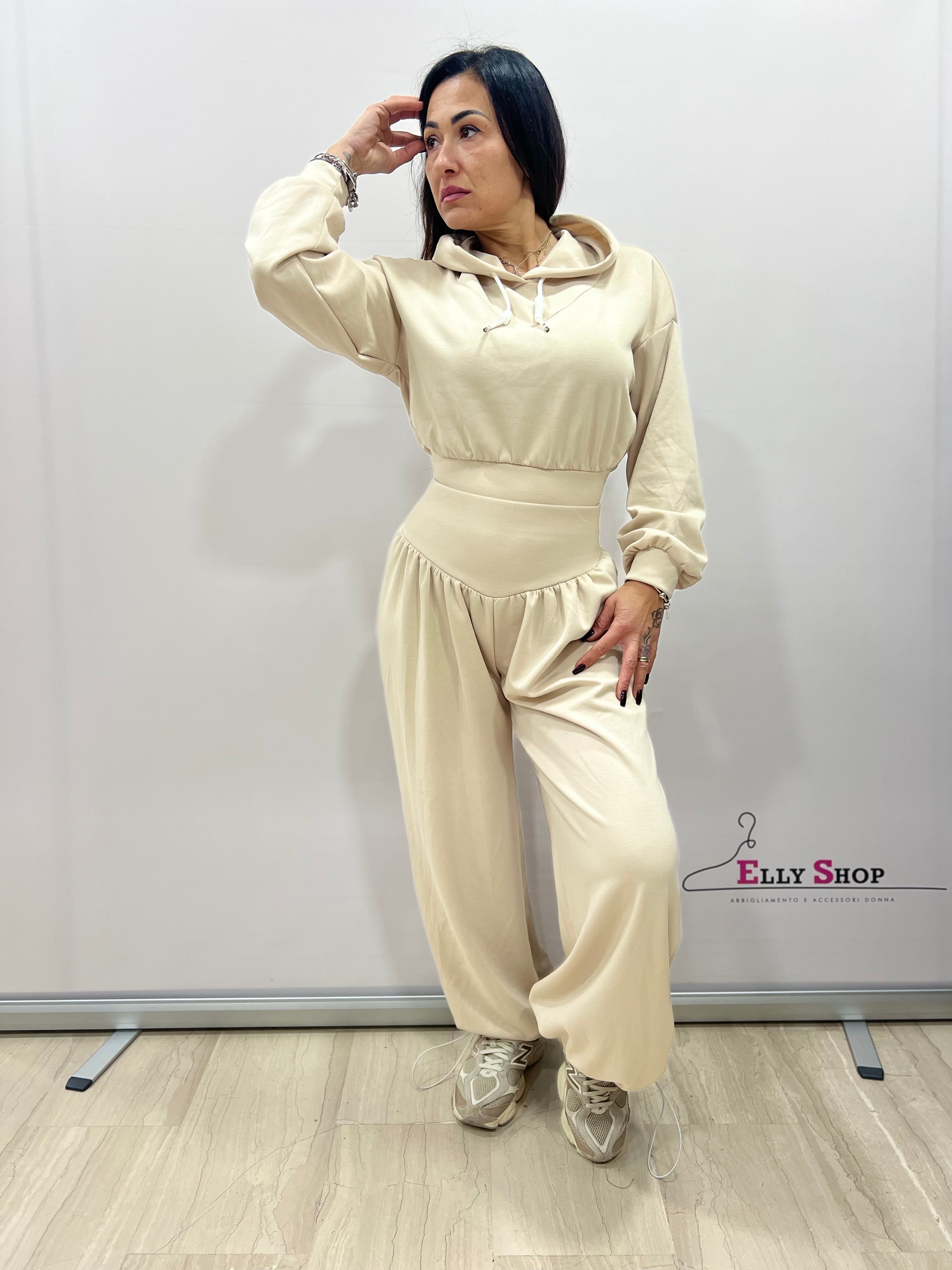 Completo tuta donna felpa e pantalone palazzo