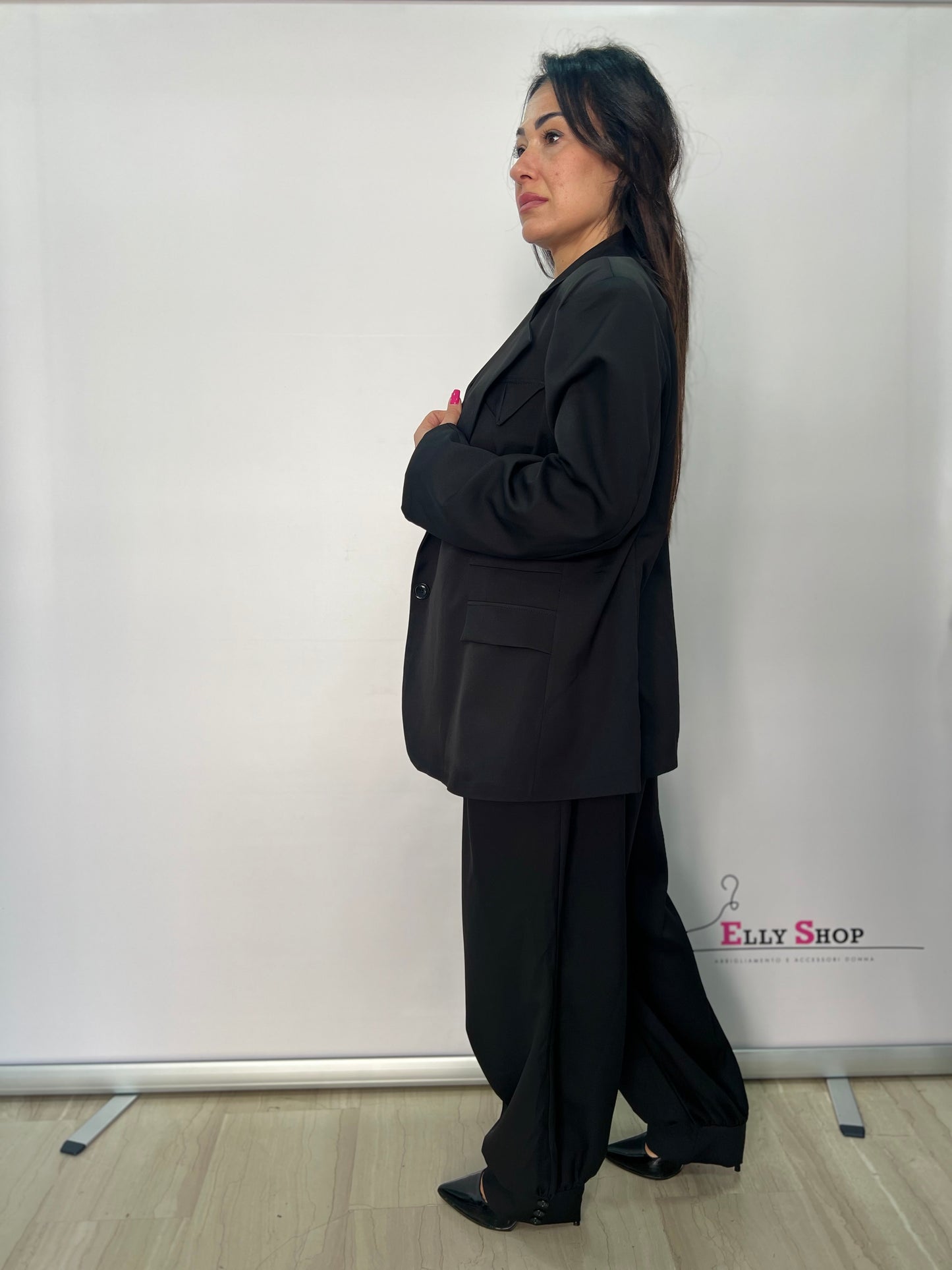 Tailleur curvy donna blazer e pantalone elegante