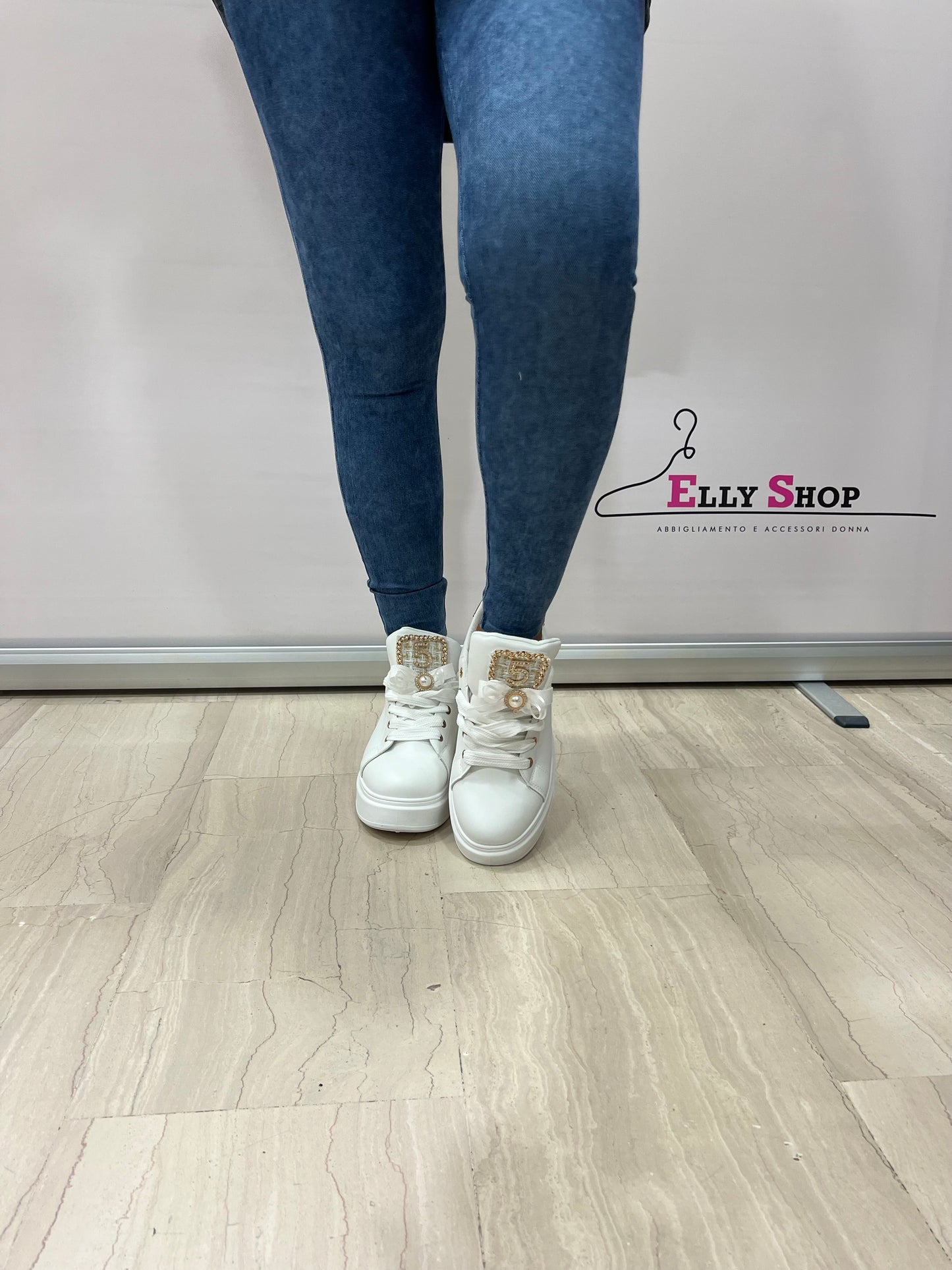 Scarpe bianche donna sportive n5