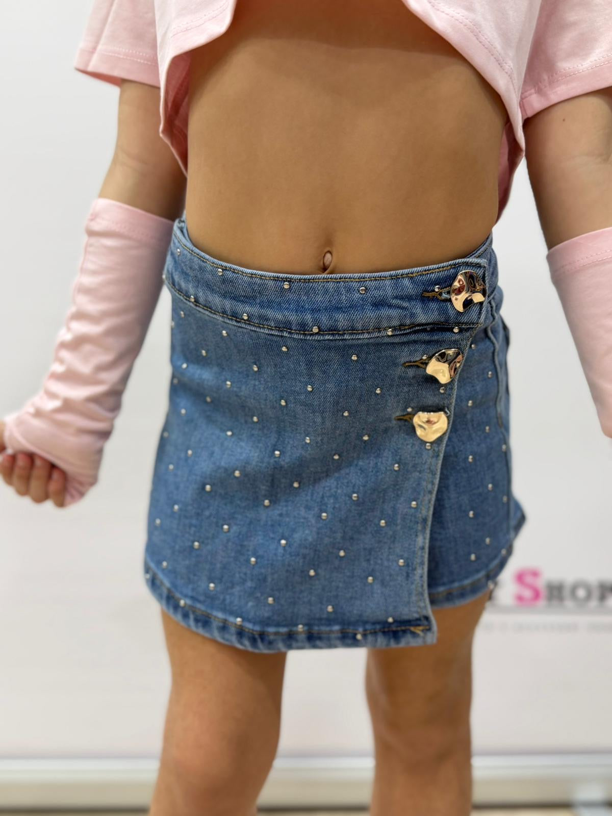 Pantagonna jeans bambina con strass