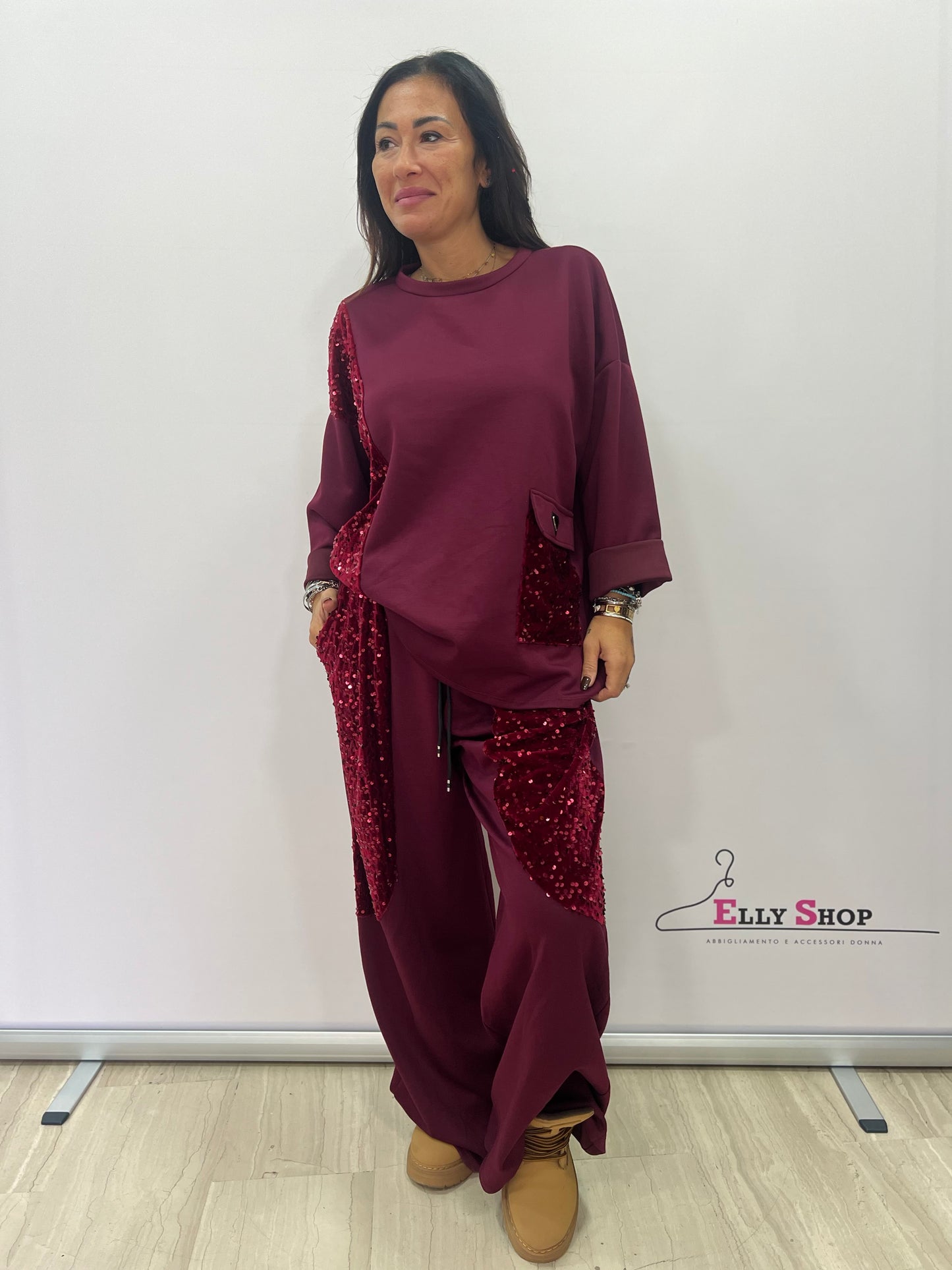 Completo curvy  con paillettes donna