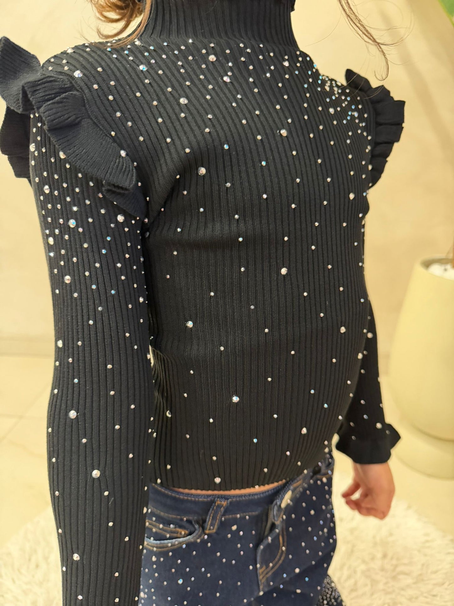 Maglia bambina strass maniche lunghe