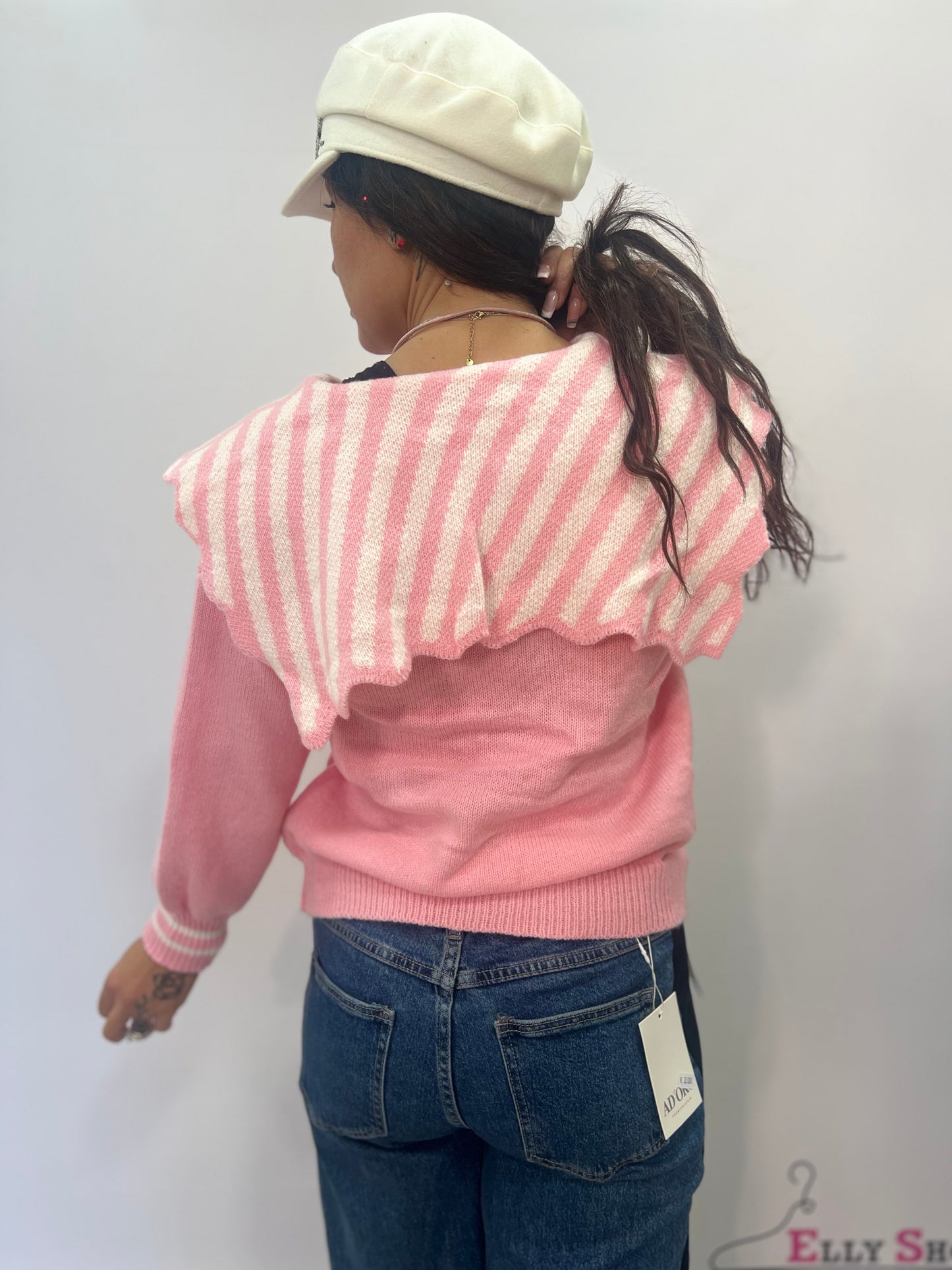 Cardigan donna con colletto bon ton