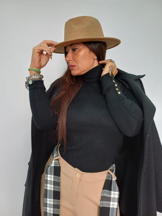 Cappello donna feltro cammello a tesa larga