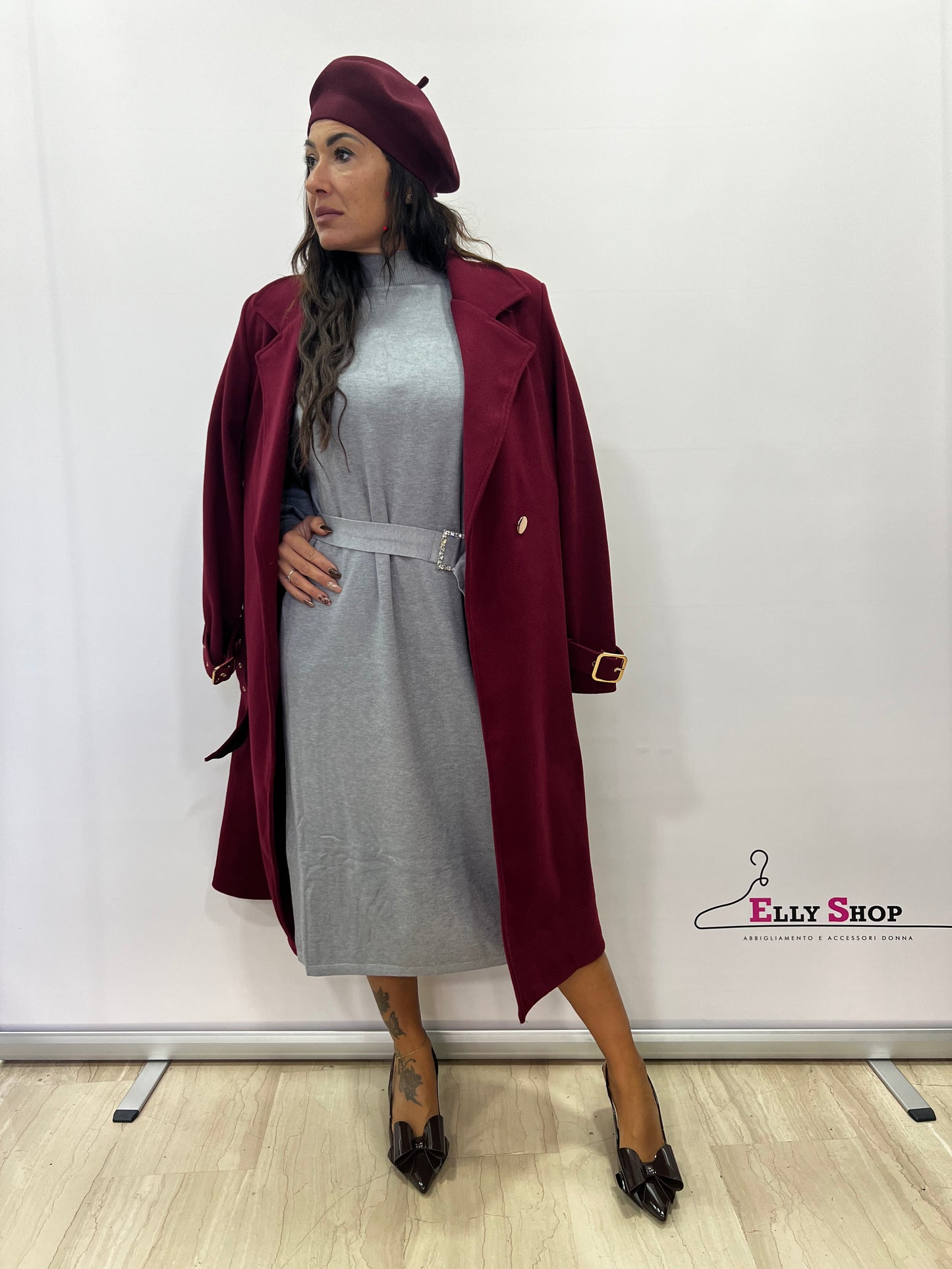 Cappotto lungo donna con cintura elegante