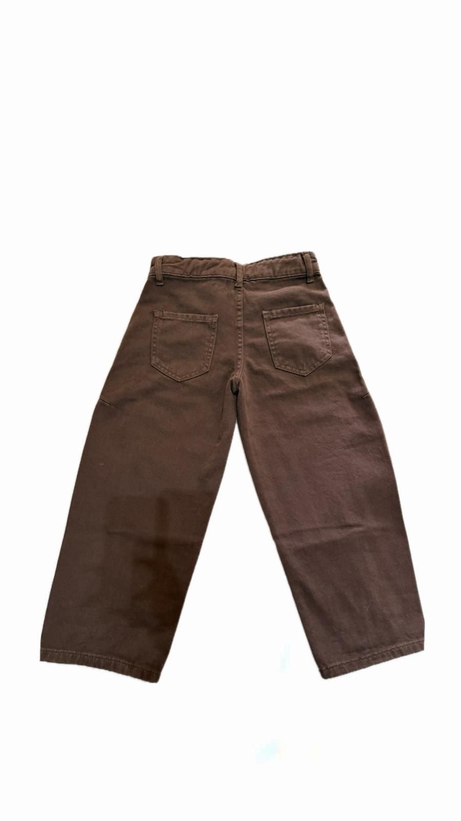 Jeans balloon bambina marrone