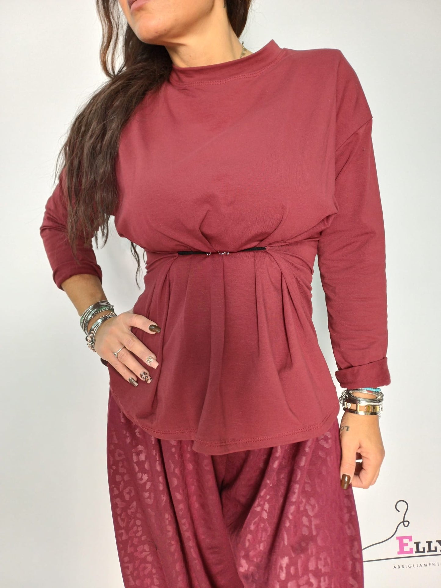 Blusa con arriccio in vita donna