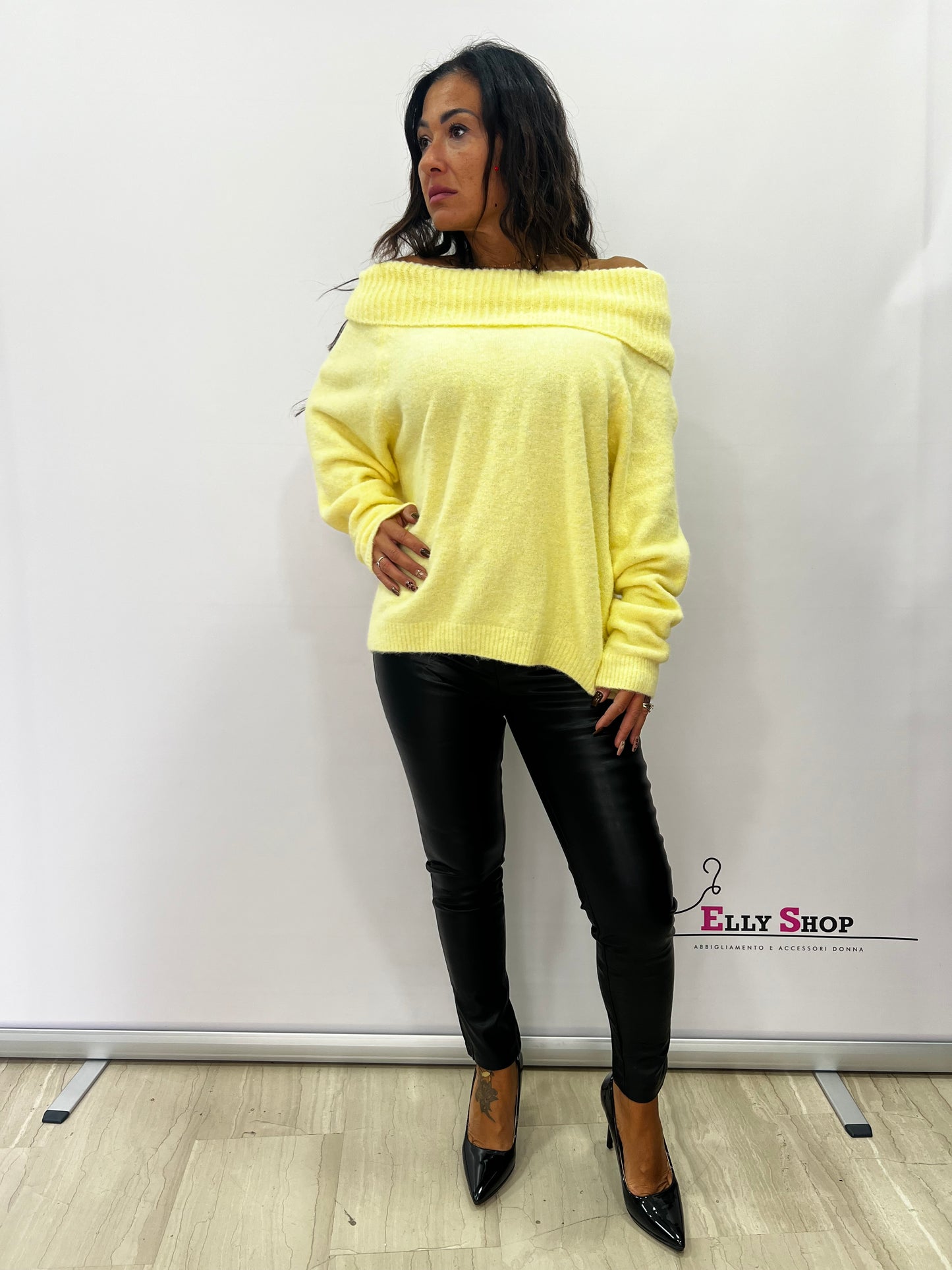 Leggins neri effetto pelle con cintura donna