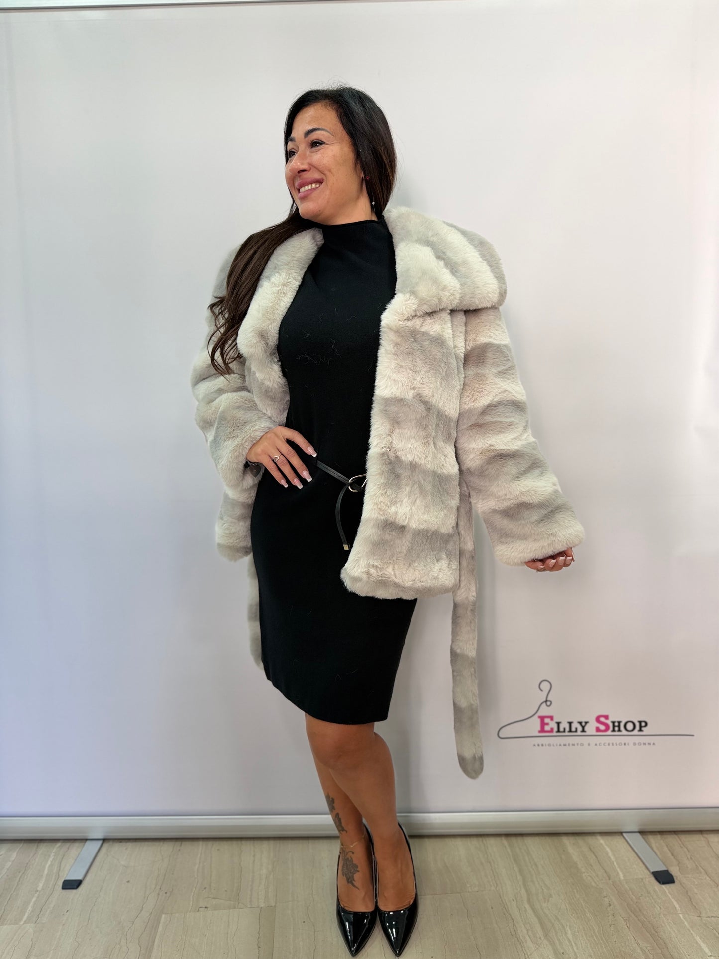 Giacca pelliccia sintetica donna elegante