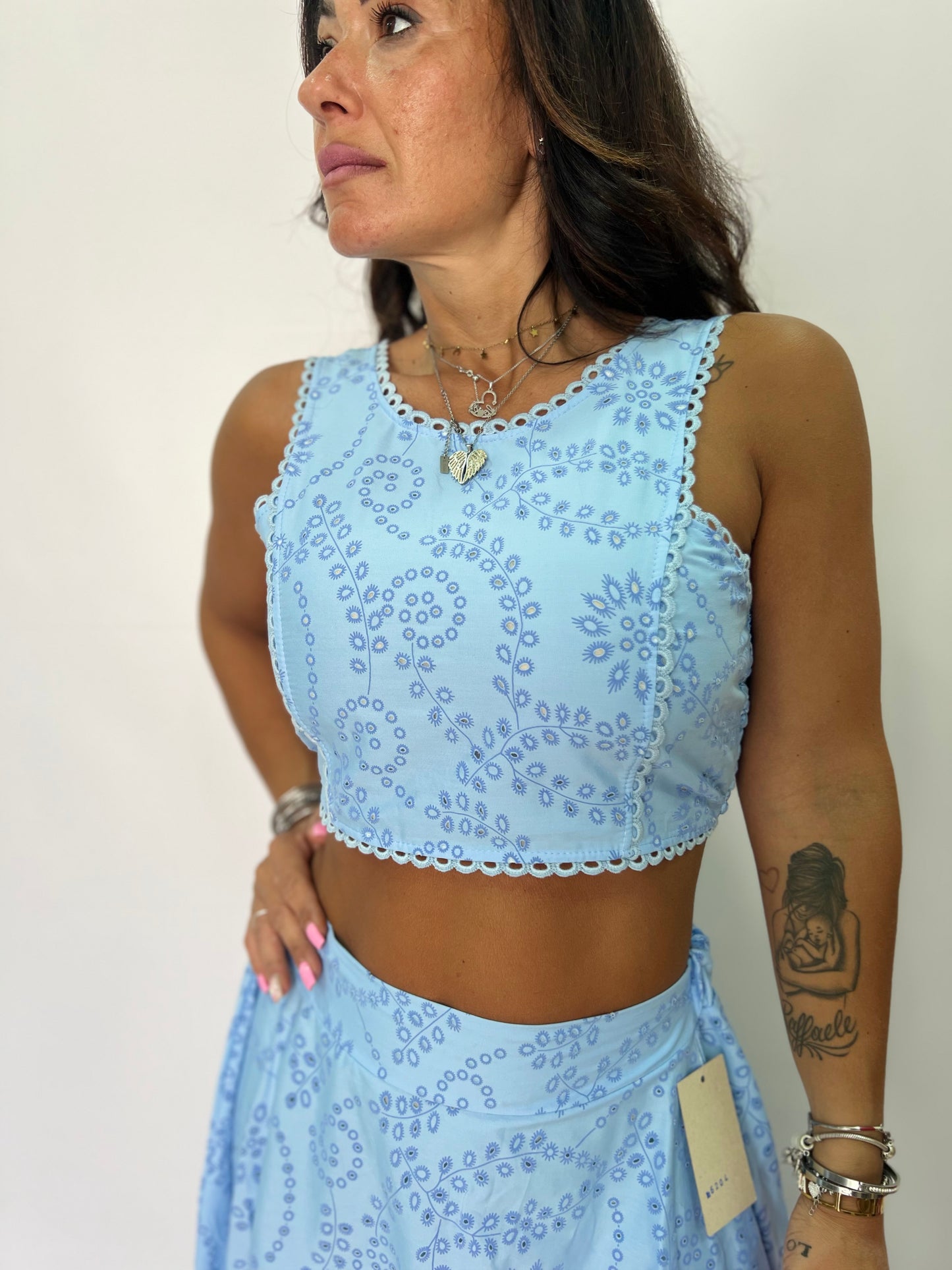 Completo Traforato Crop Top Gonna Lunga SANGALLO