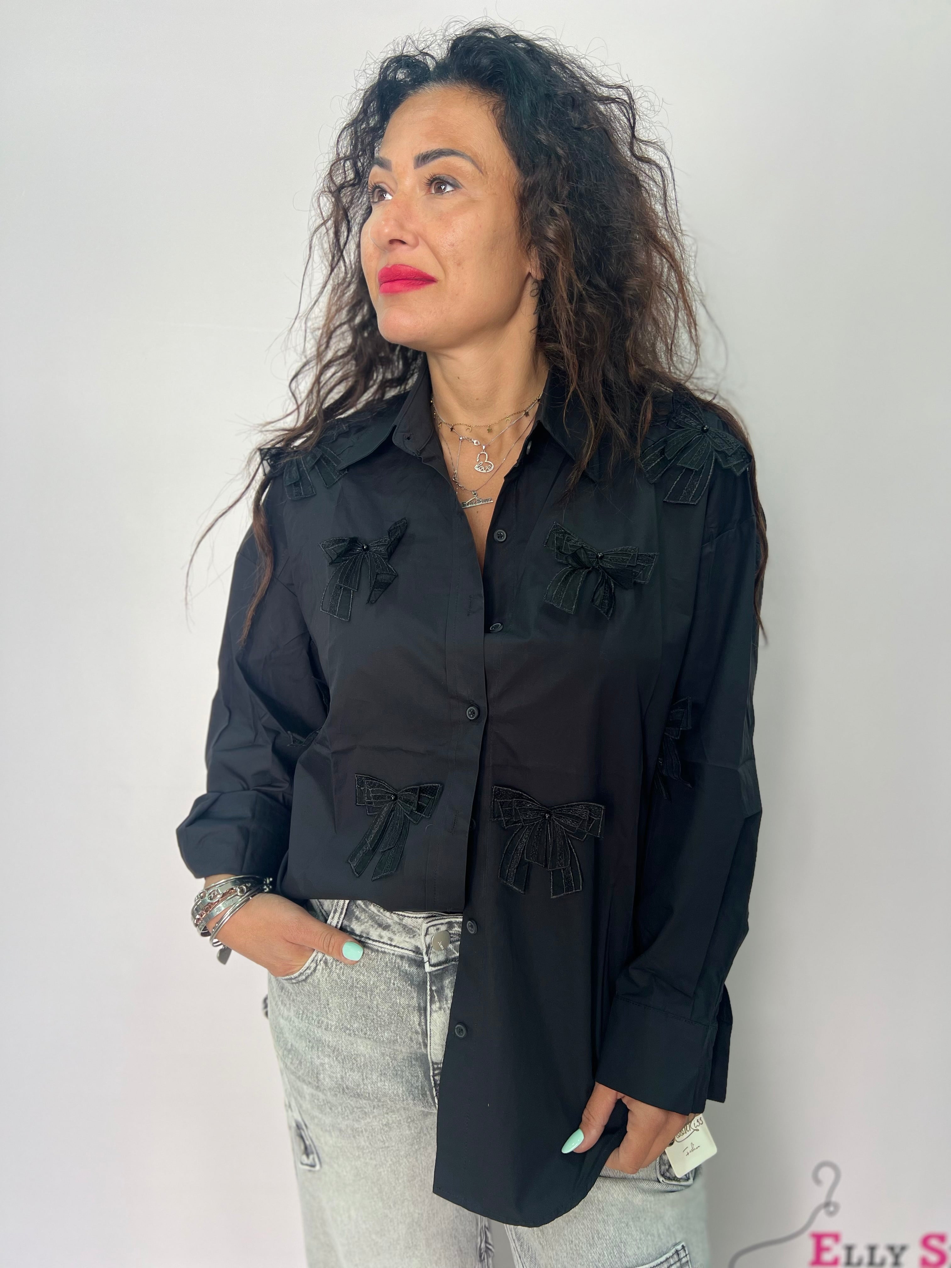 Camicia donna con fiocchi elegante oversize