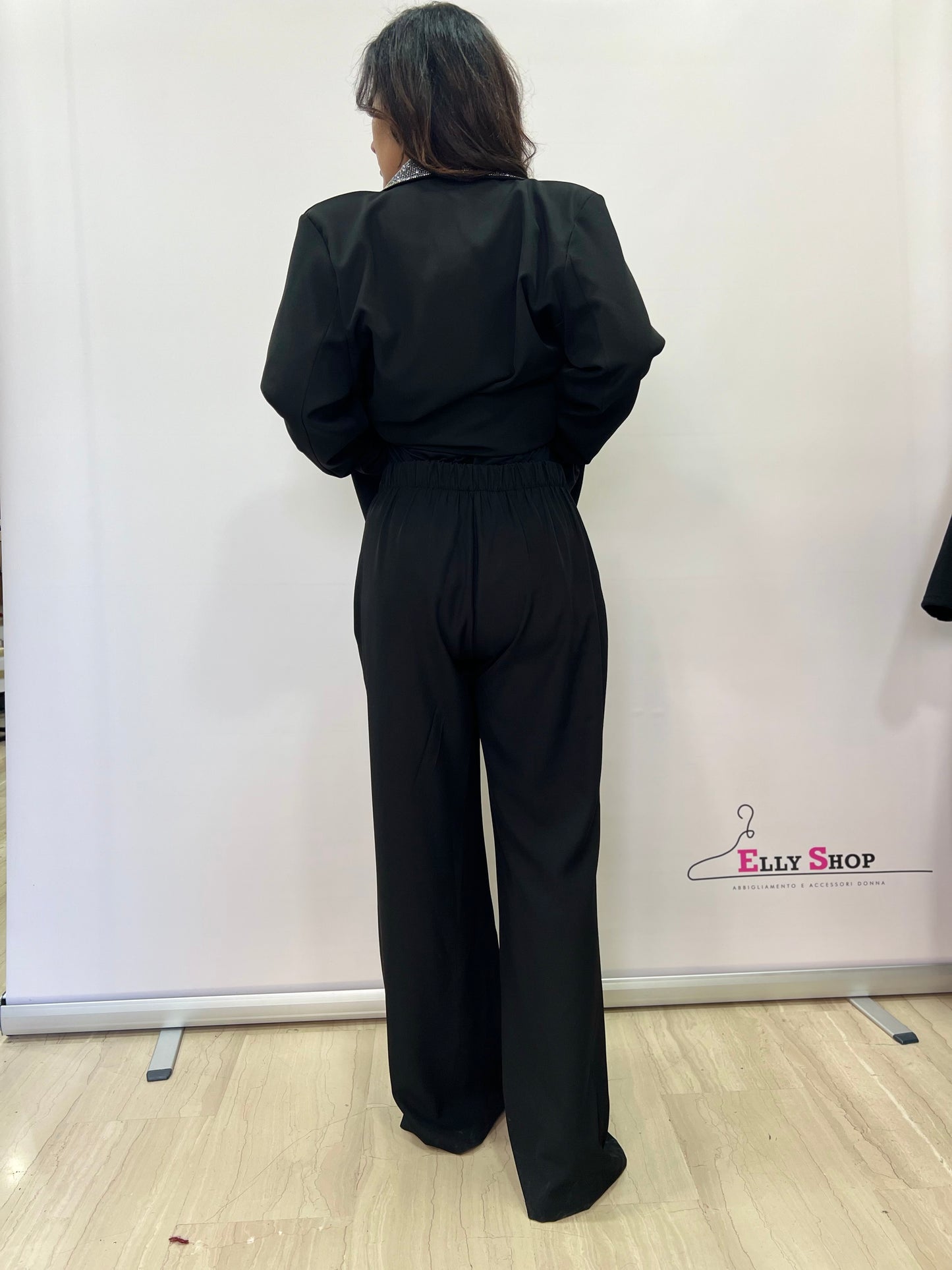 Completo donna elegante curvy con giacca glitter