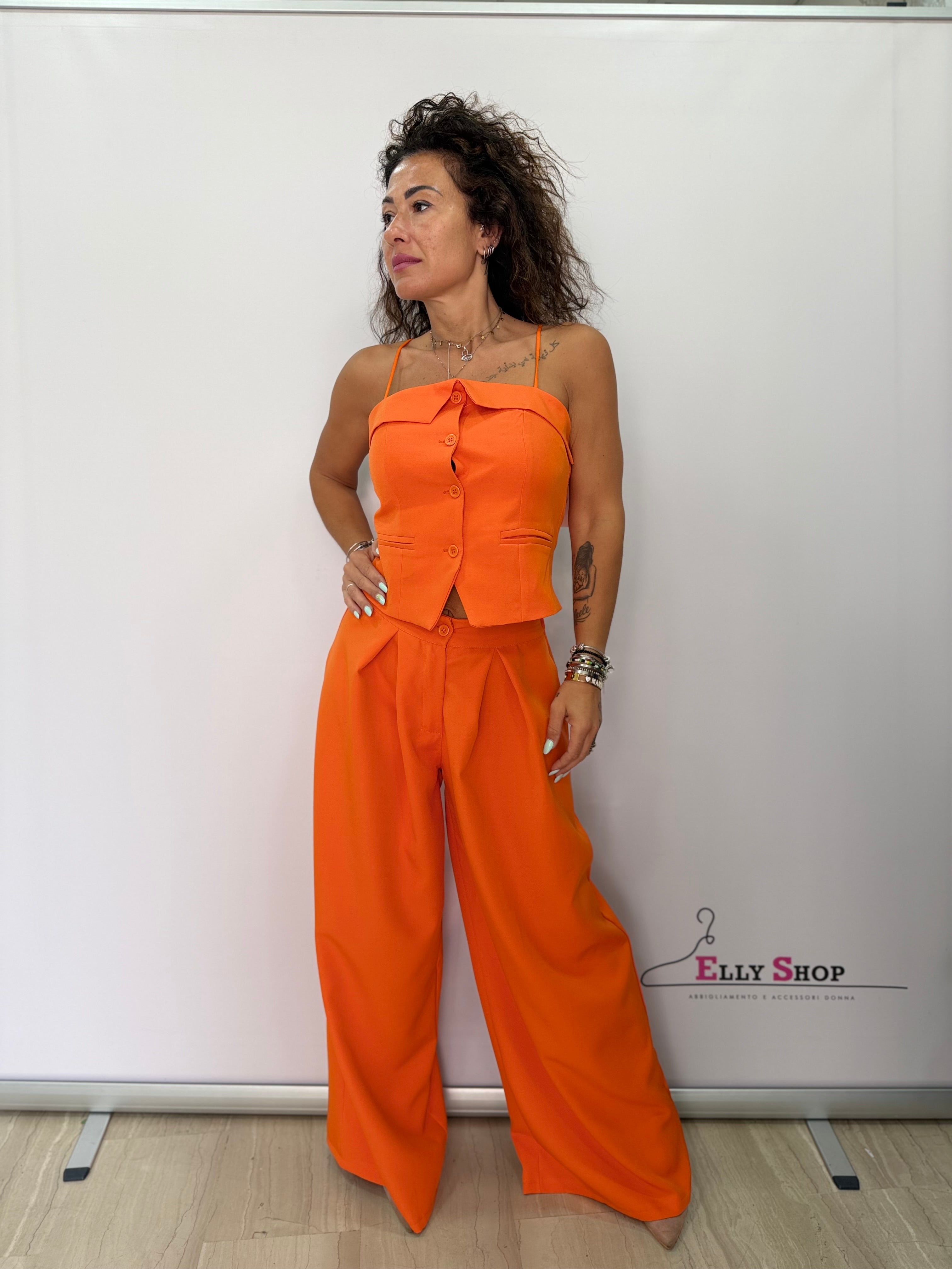 Completo Jennifer donna gilet e pantalone palazzo